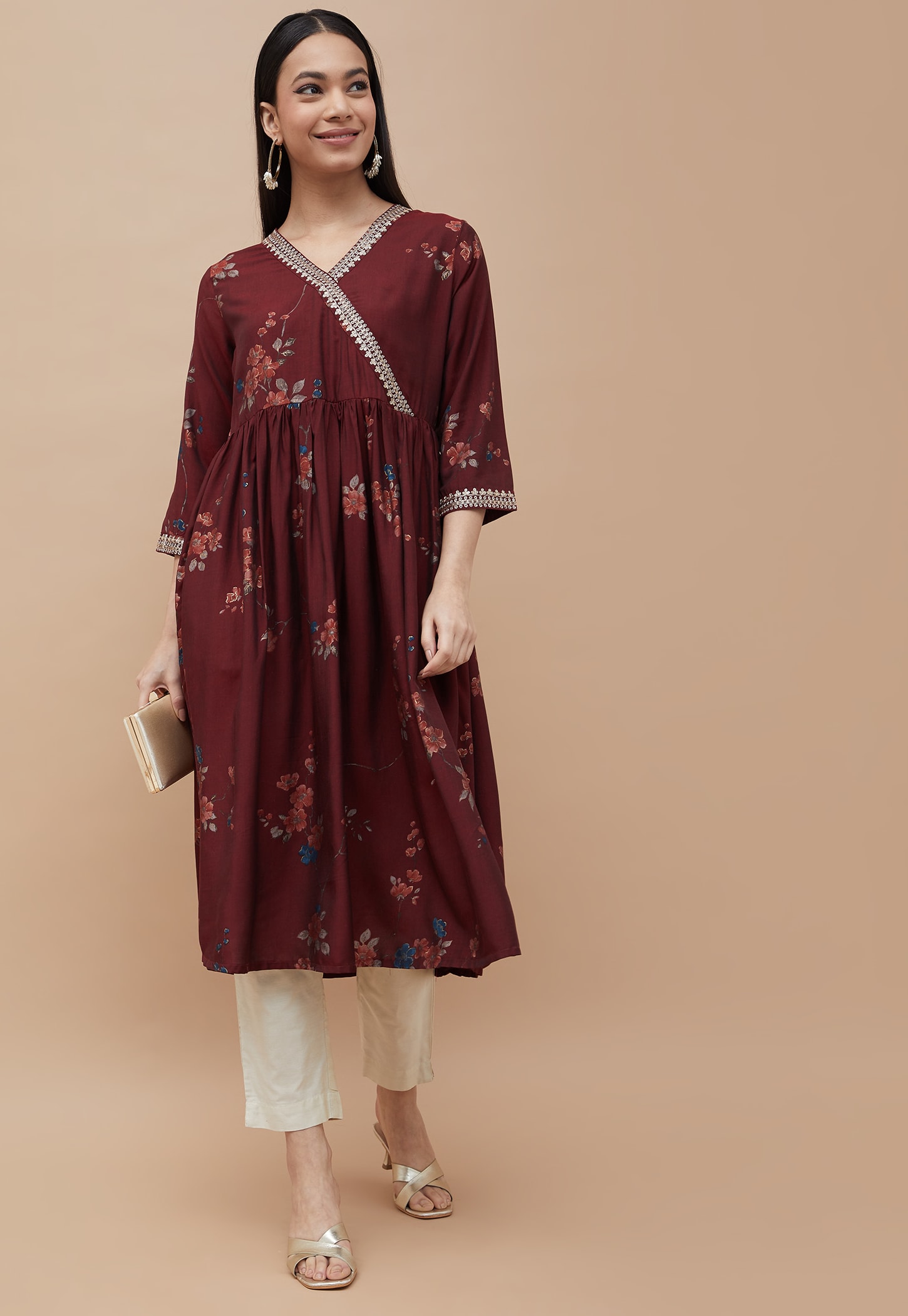 MELANGE Floral Print Anarkali Kurta-image-25