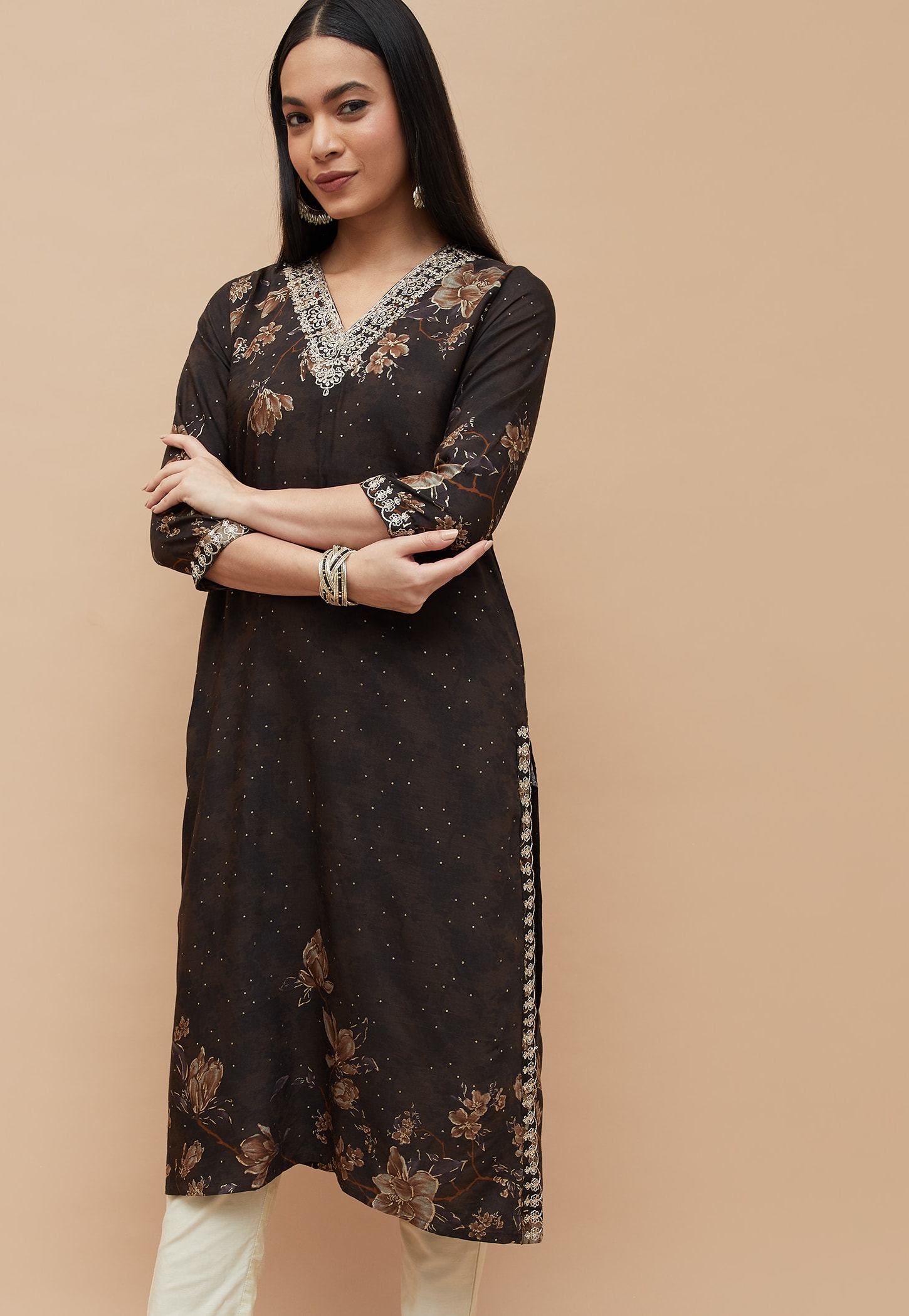 MELANGE Floral Print Straight Kurta-picture-19