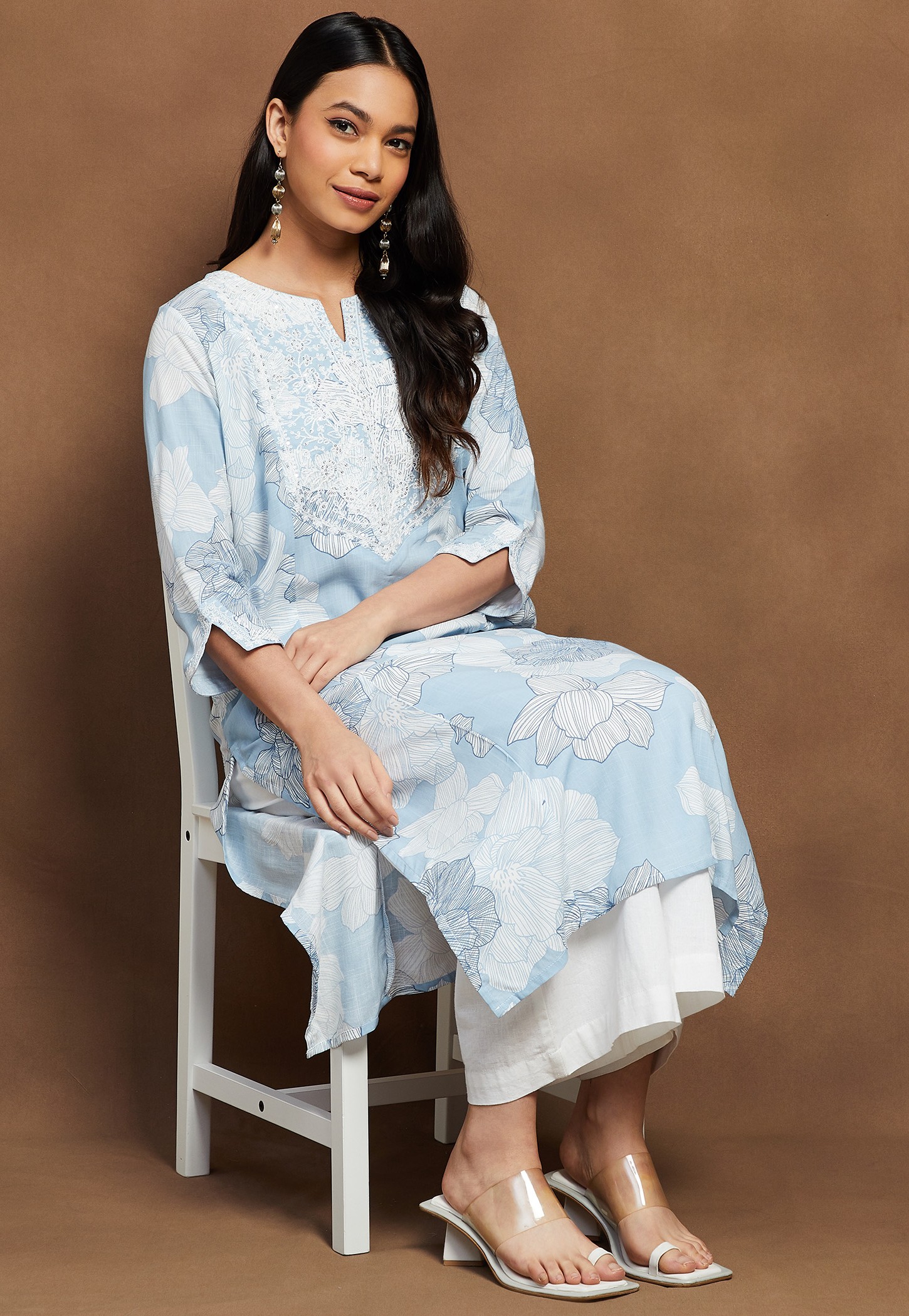 MELANGE Floral Print Straight Kurta-picture-50