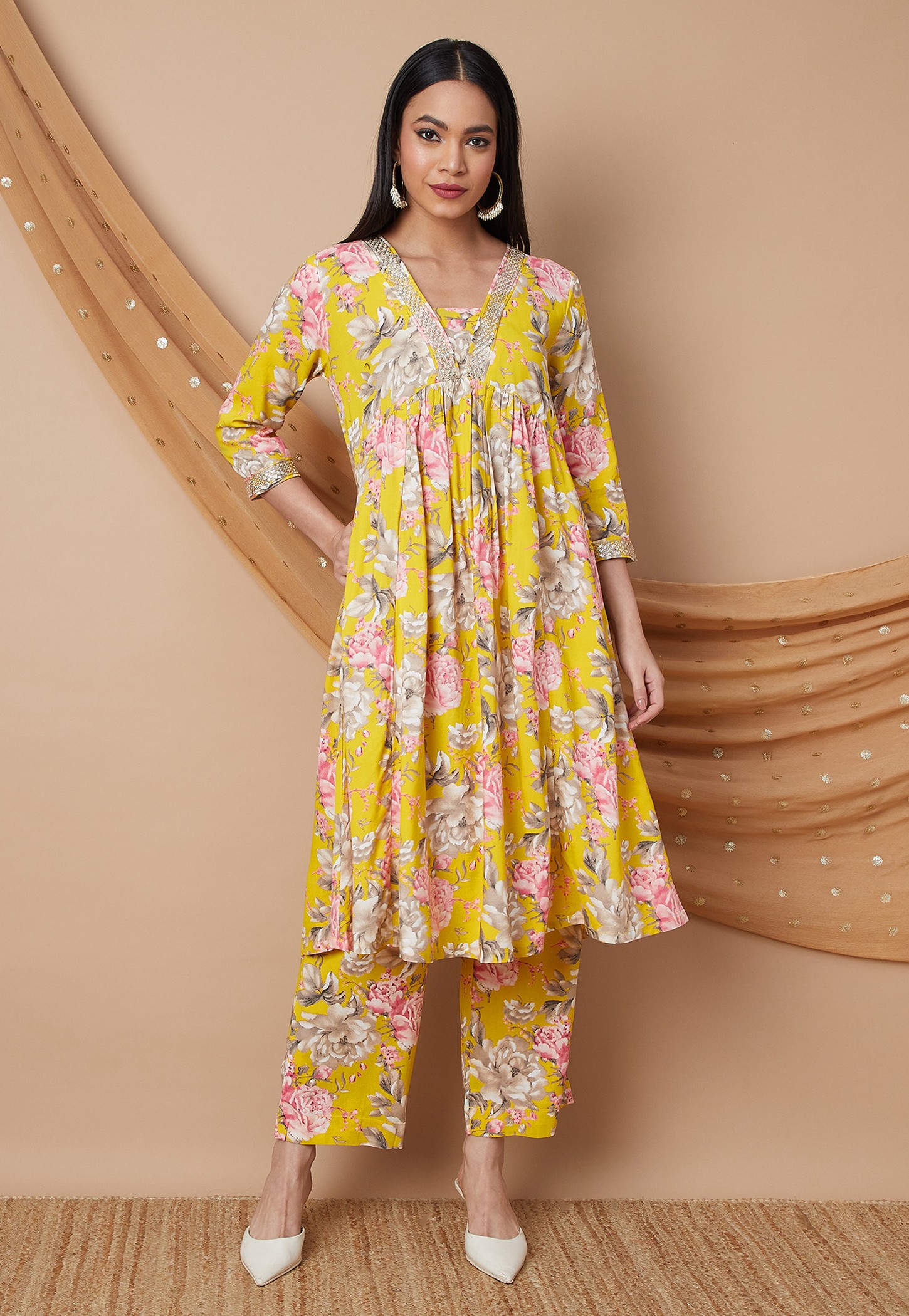 MELANGE Floral Print A-line Kurta Set-picture-12