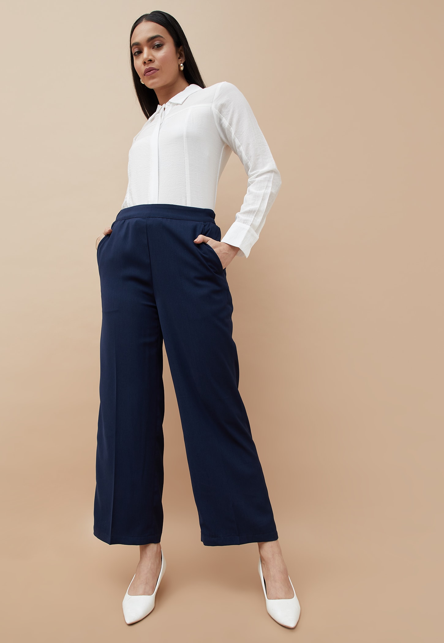 CODE Solid Wide Leg Trousers-picture-47