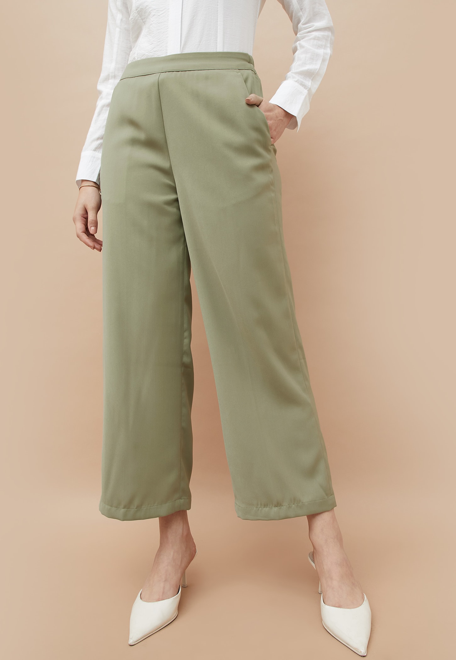 CODE Solid Wide Leg Trousers-picture-45