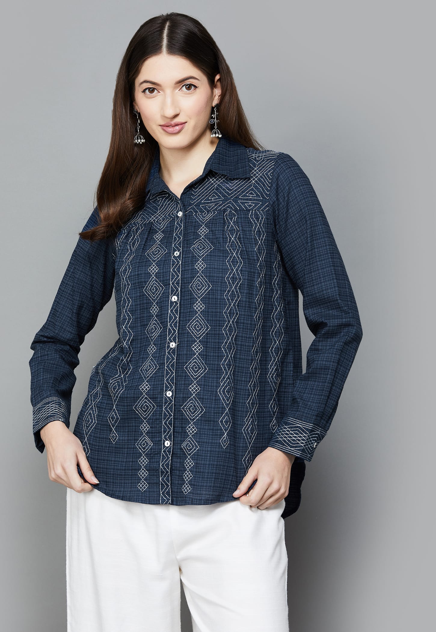 BIBA Embroidered Shirt Style Top-picture-50