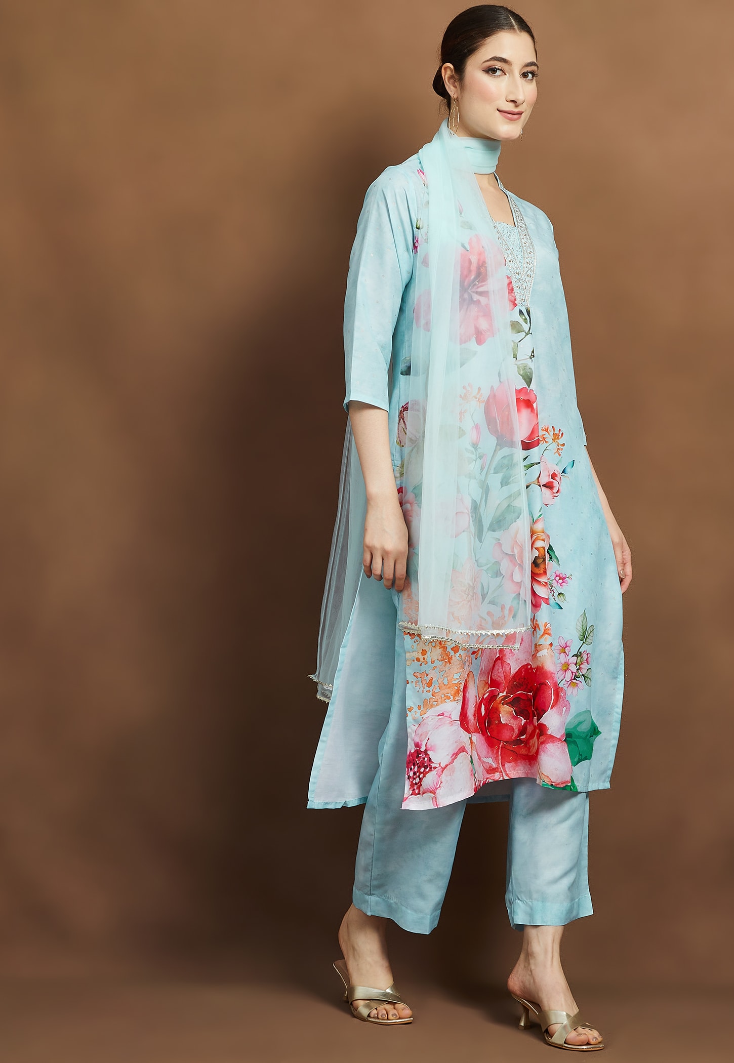 MELANGE Floral Print Straight Kurta Set-picture-20