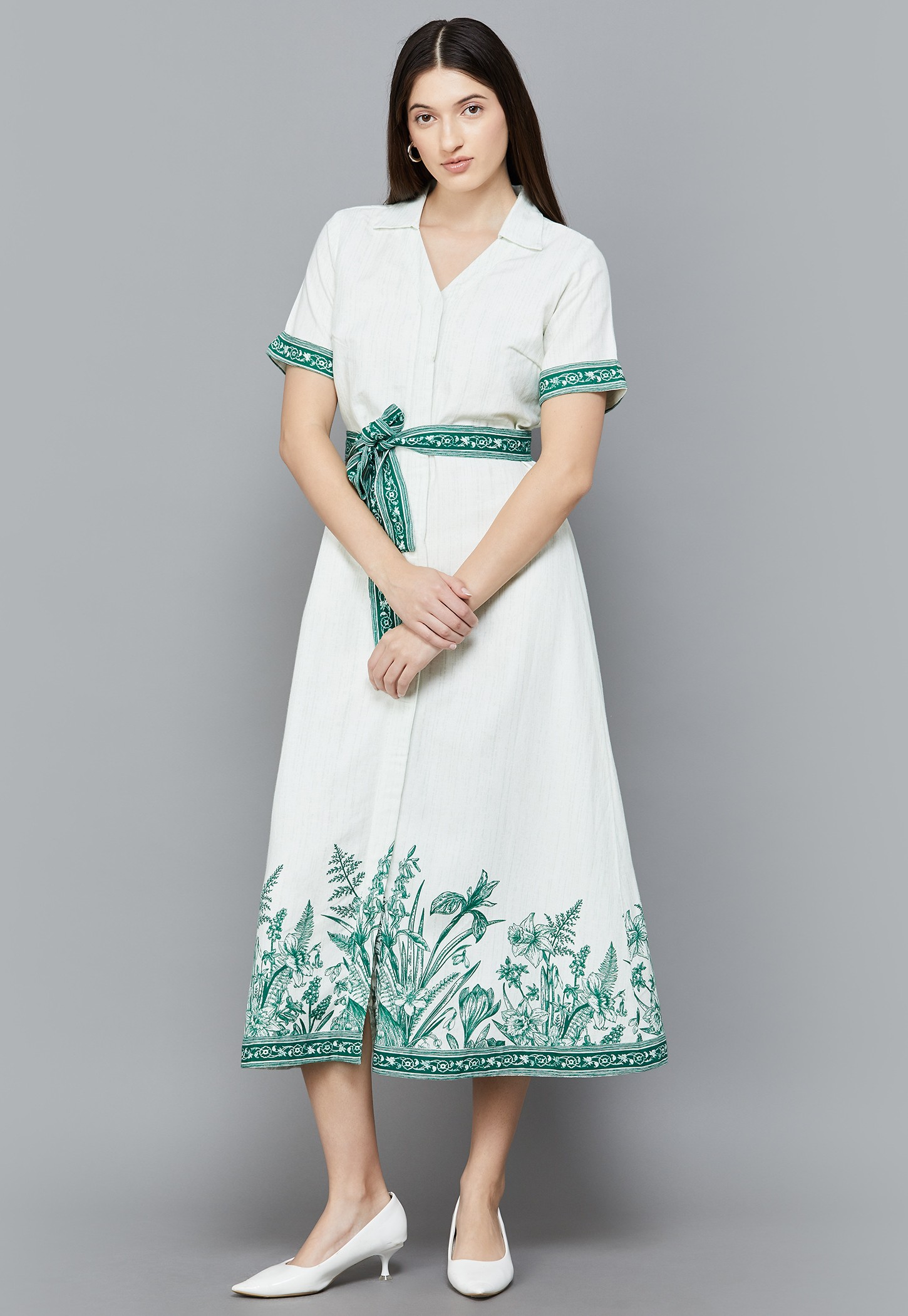 AND Floral Print Tie-Up Shirt Dress-image-25