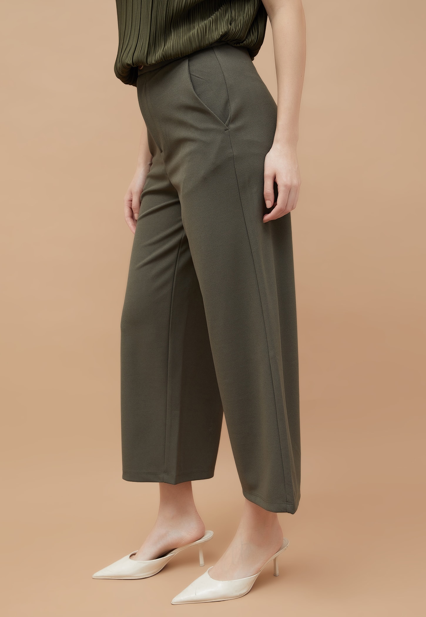 CODE Solid Wide-Leg Trousers-picture-24