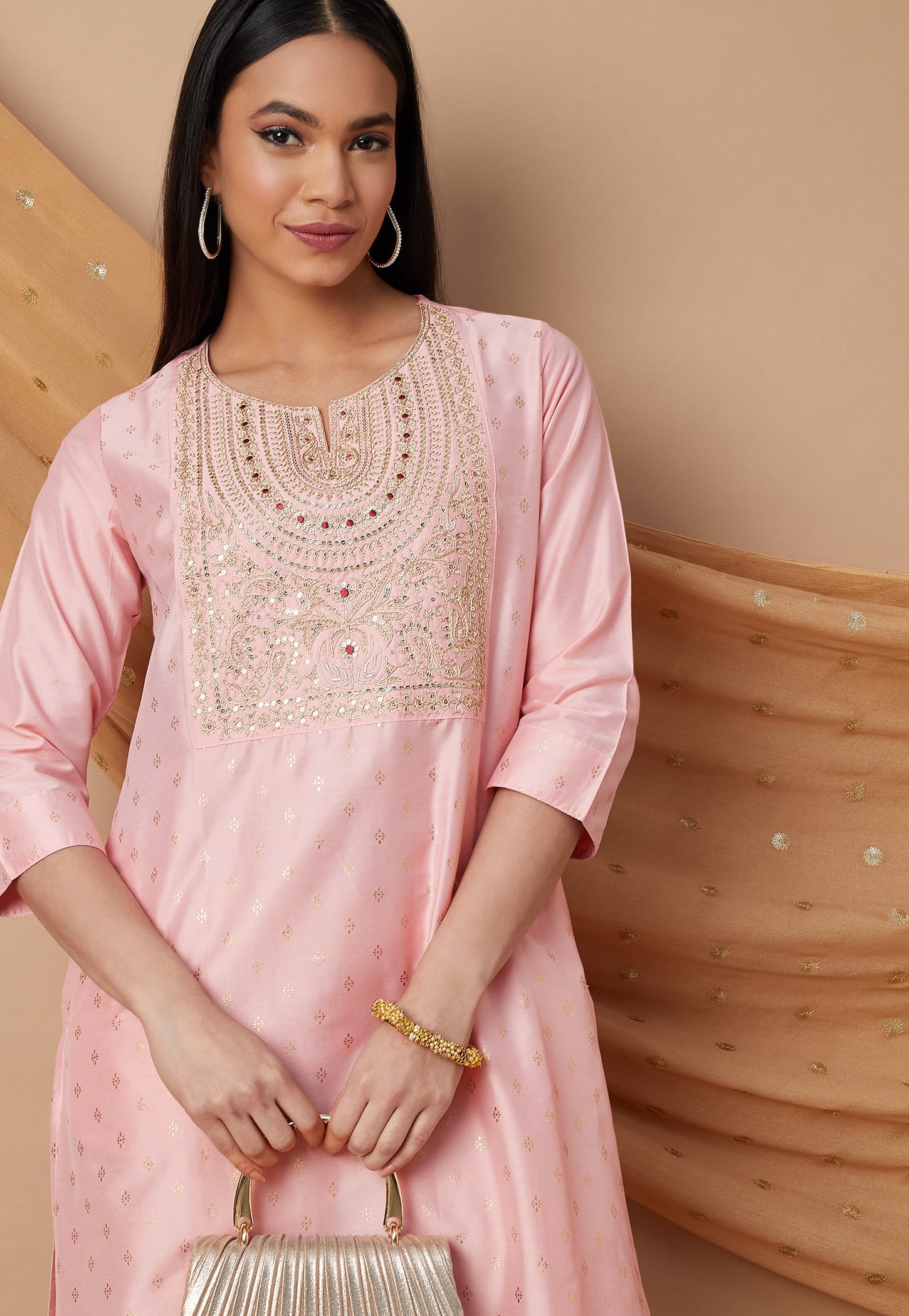 MELANGE Embroidered Yoke Straight Kurta-picture-21