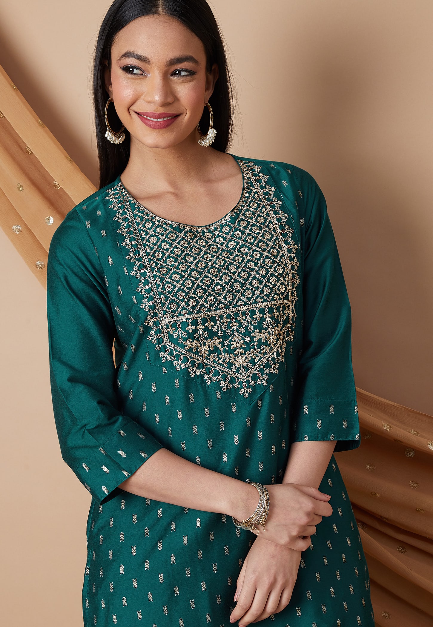 MELANGE Foil Print Straight Kurta-picture-32