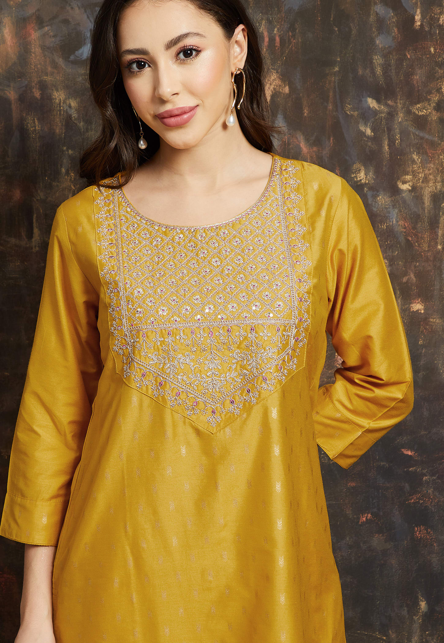 MELANGE Foil Print Straight Kurta-picture-11