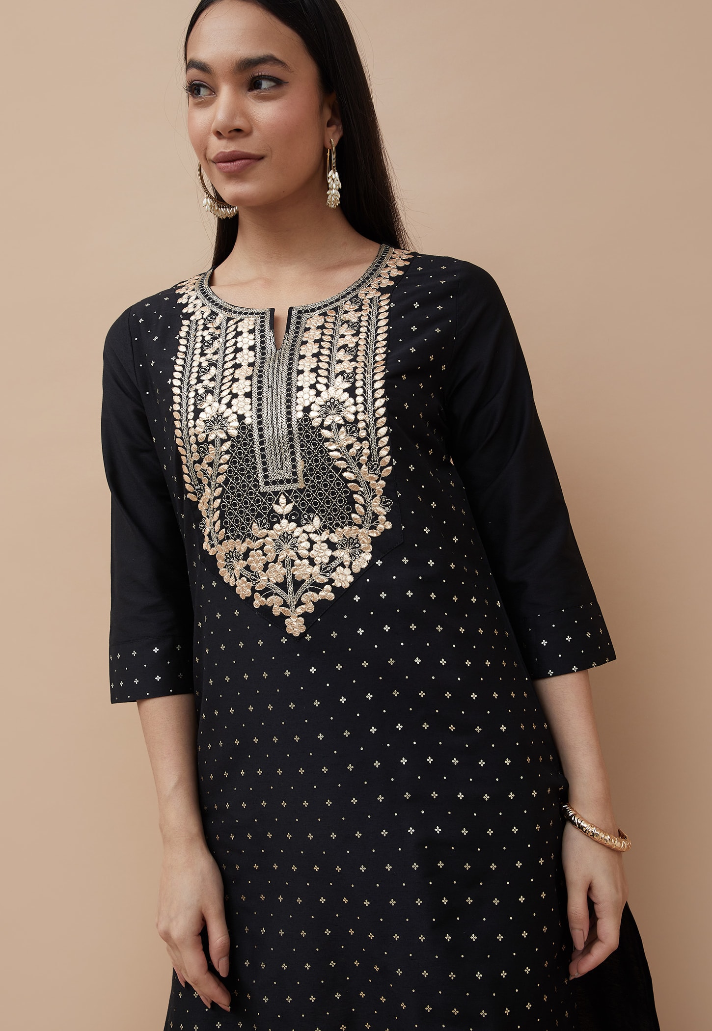 MELANGE Embroidered Yoke Straight Kurta-picture-46