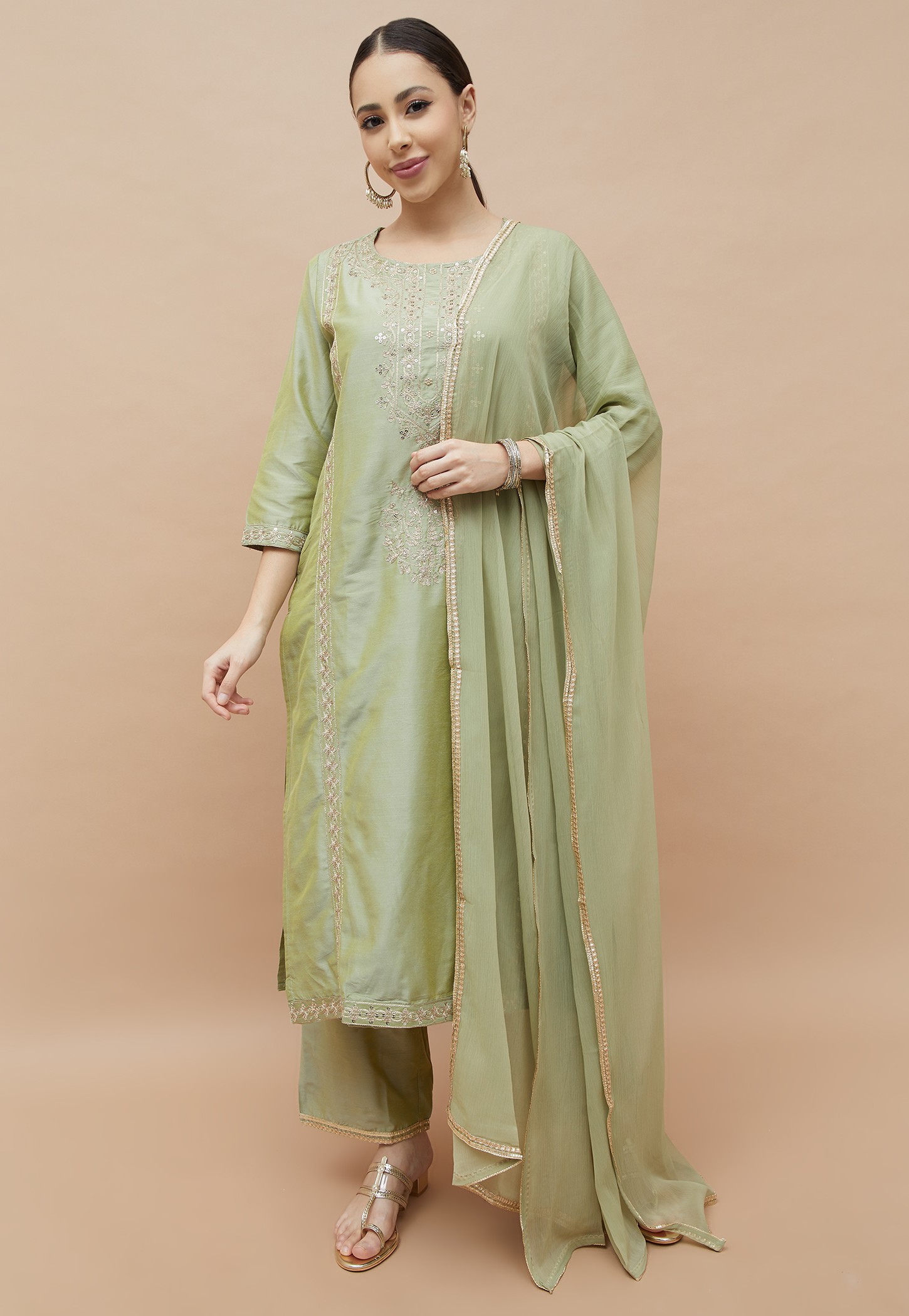 MELANGE Embroidered Straight Kurta Set-picture-37