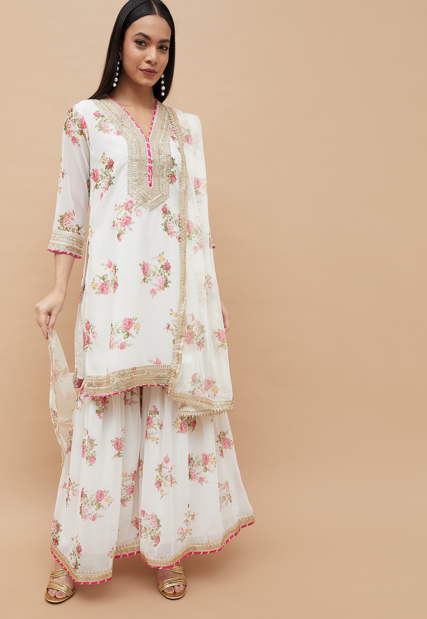 MELANGE Floral Print Straight Kurta Set-picture-39