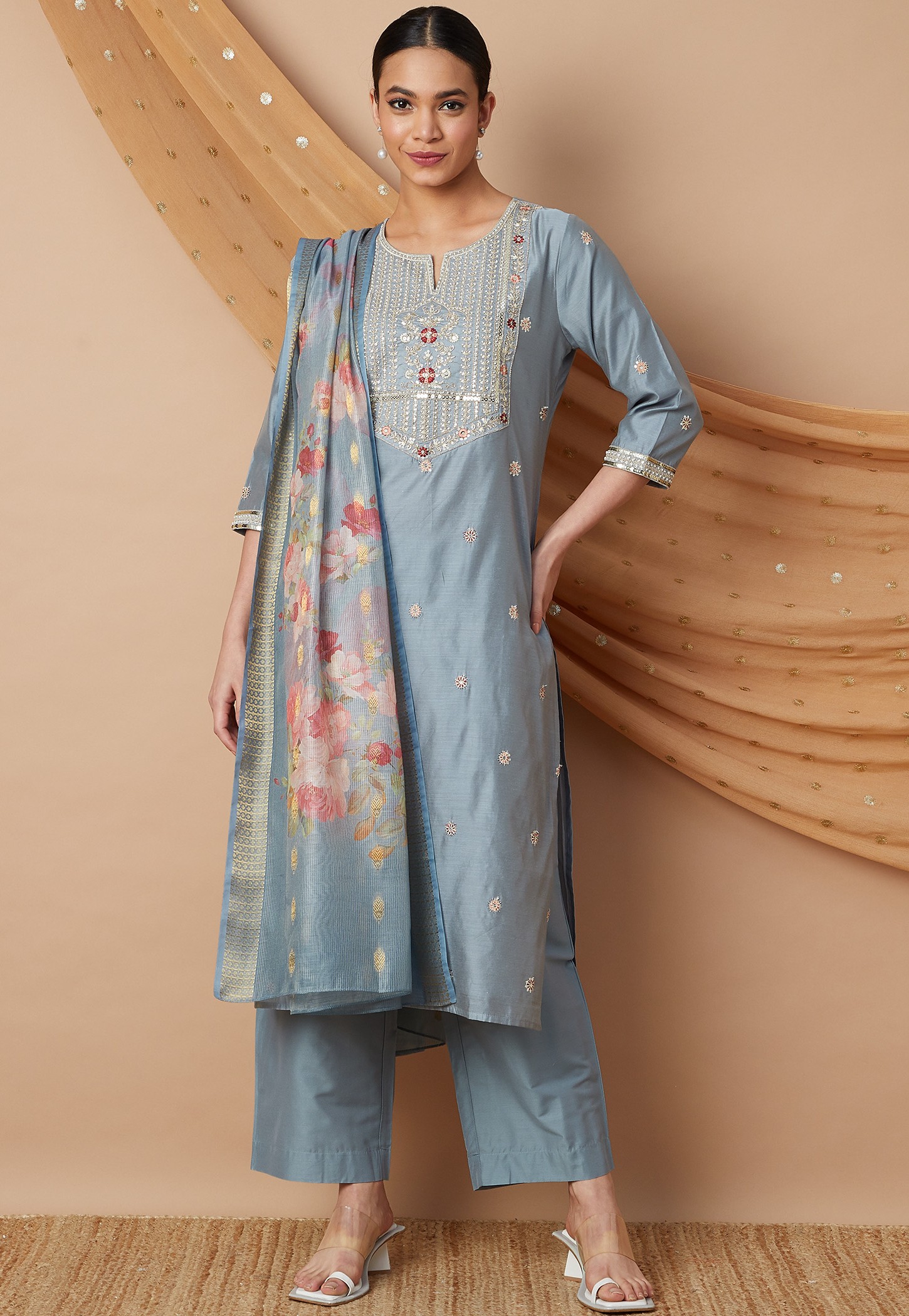 MELANGE Embellished Straight Kurta Set-picture-16