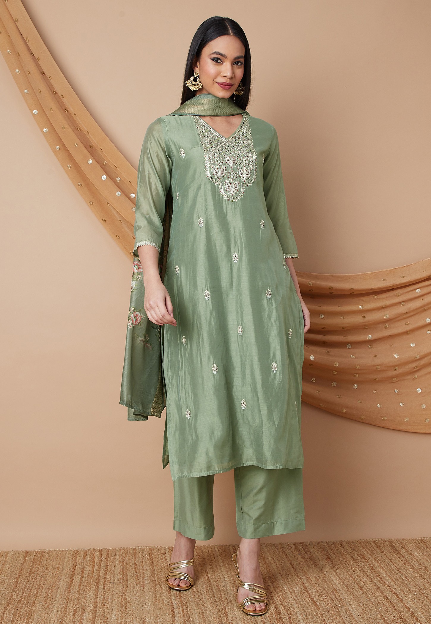 MELANGE Embroidered Straight Kurta Set-picture-40