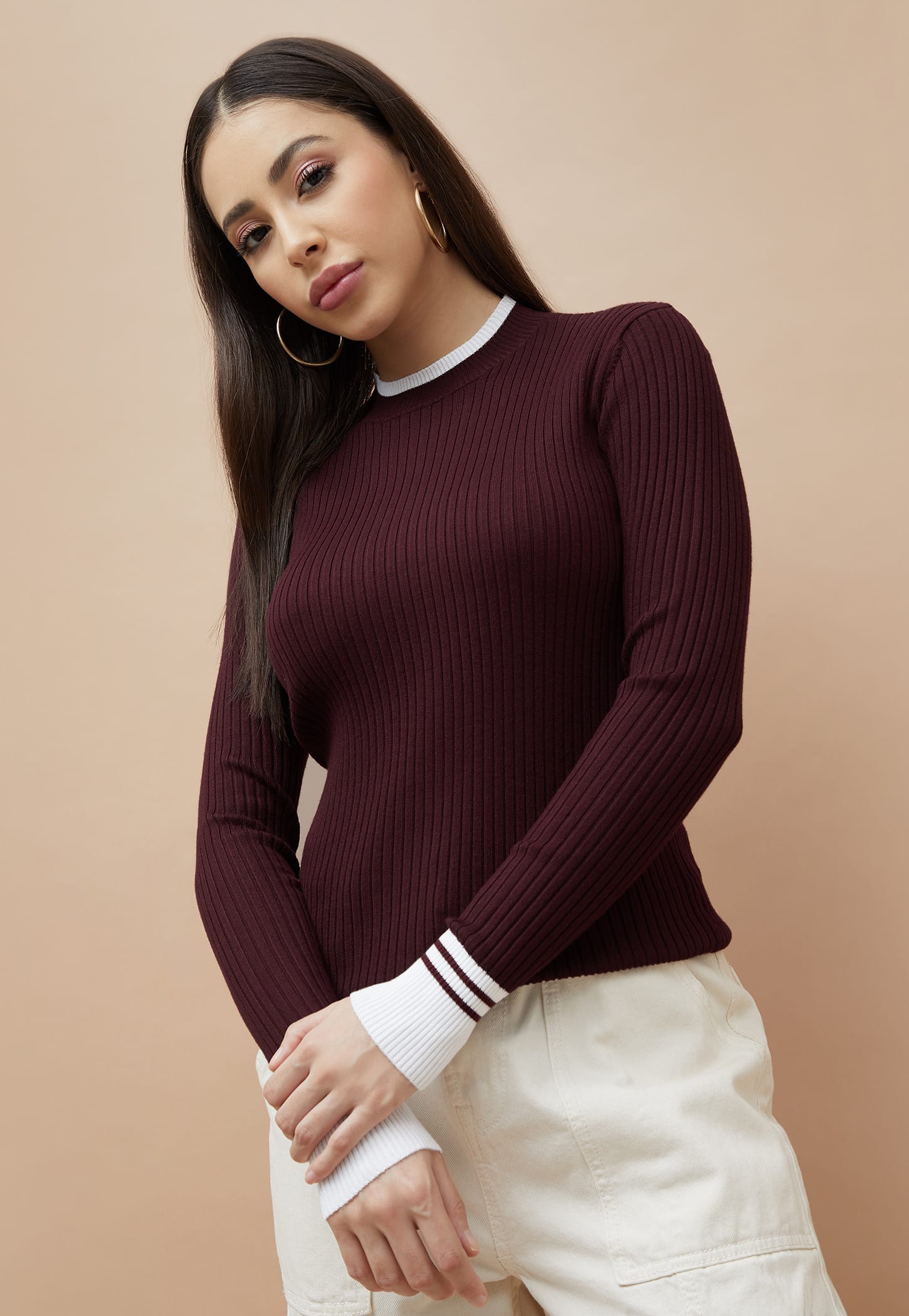 FAME FOREVER Contrast Trim Knit Top-picture-47