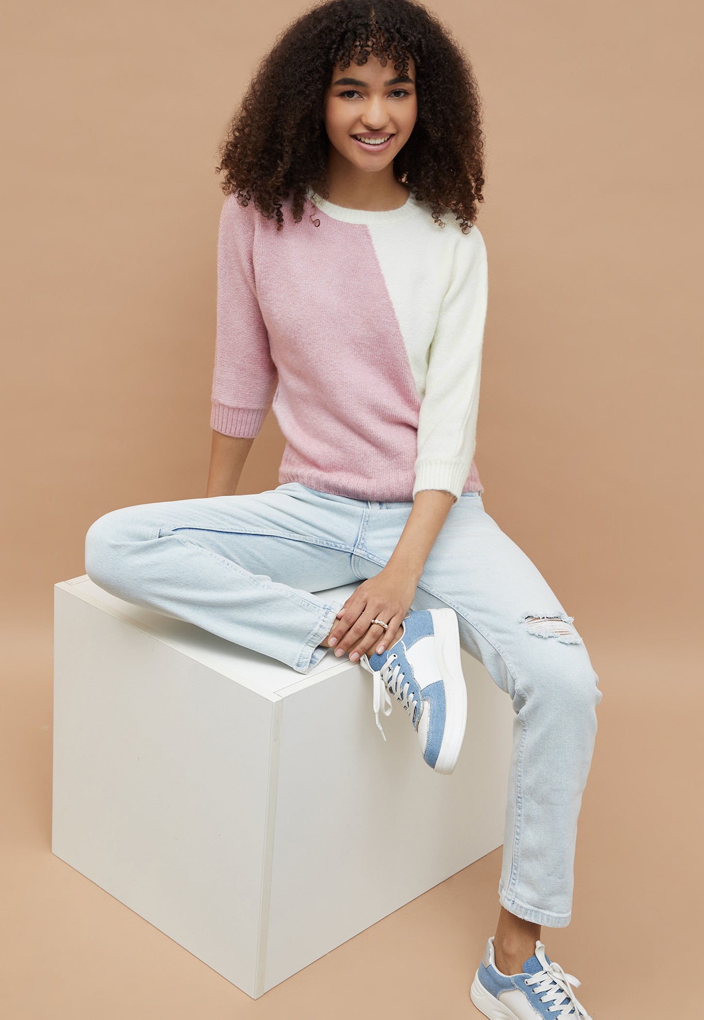 FAME FOREVER Colourblock Knit Top-image-31