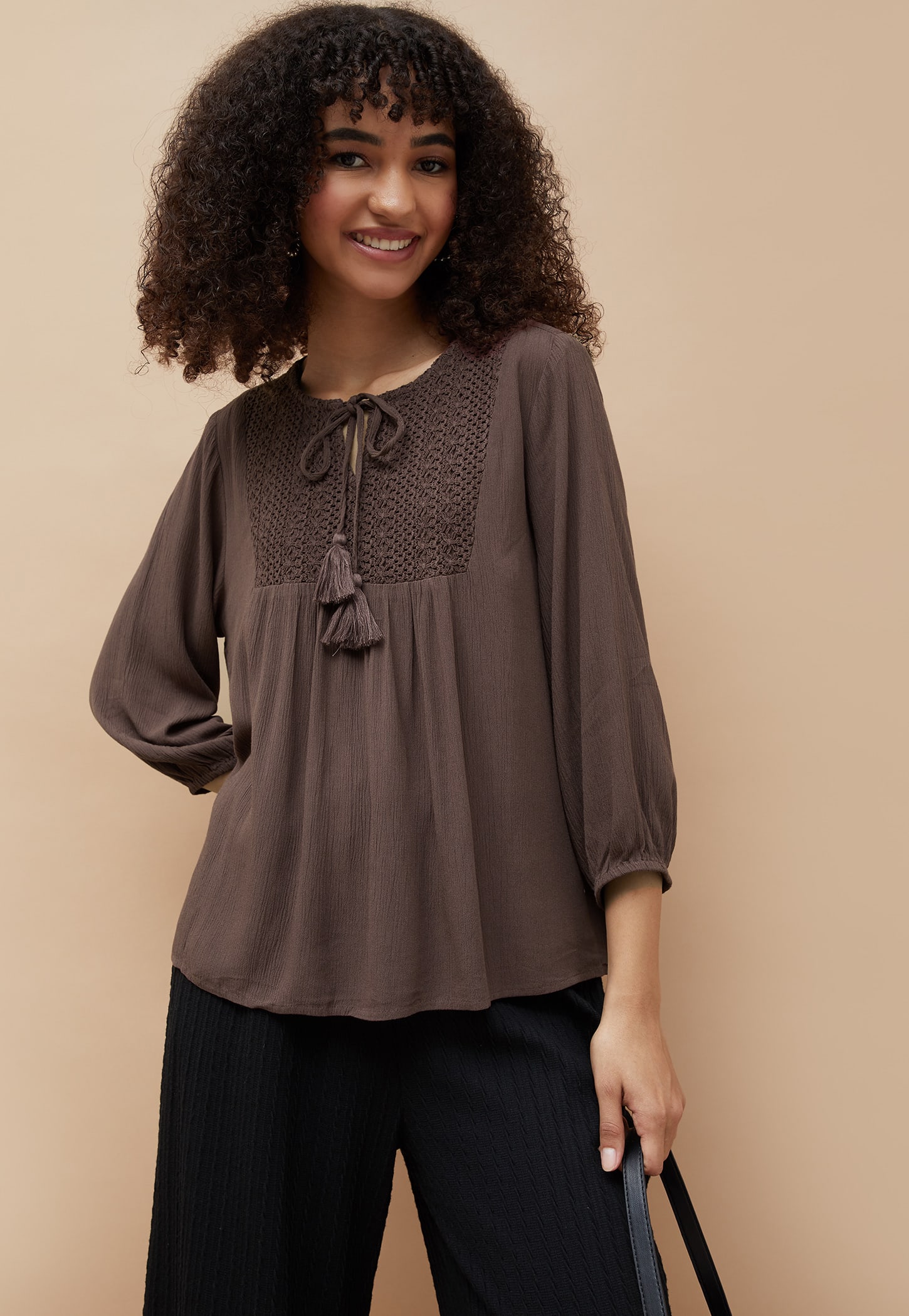 FAME FOREVER Crochet Yoke Top-picture-36