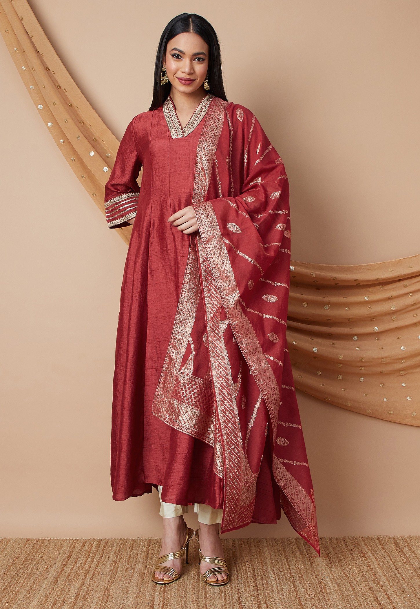 MELANGE Embroidered Kalidar Kurta with Dupatta-image-25