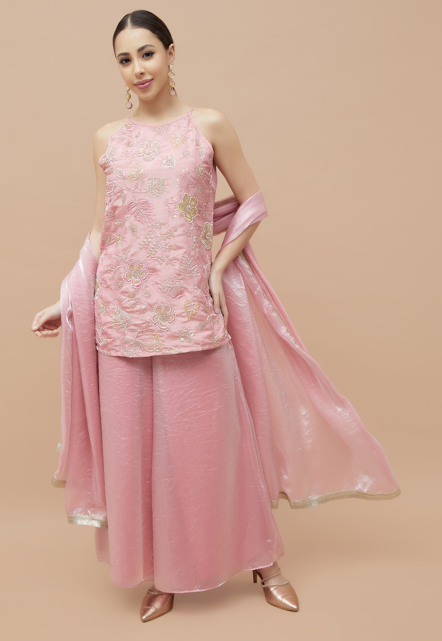 MELANGE Embroidered A-line Kurti Set-image-31