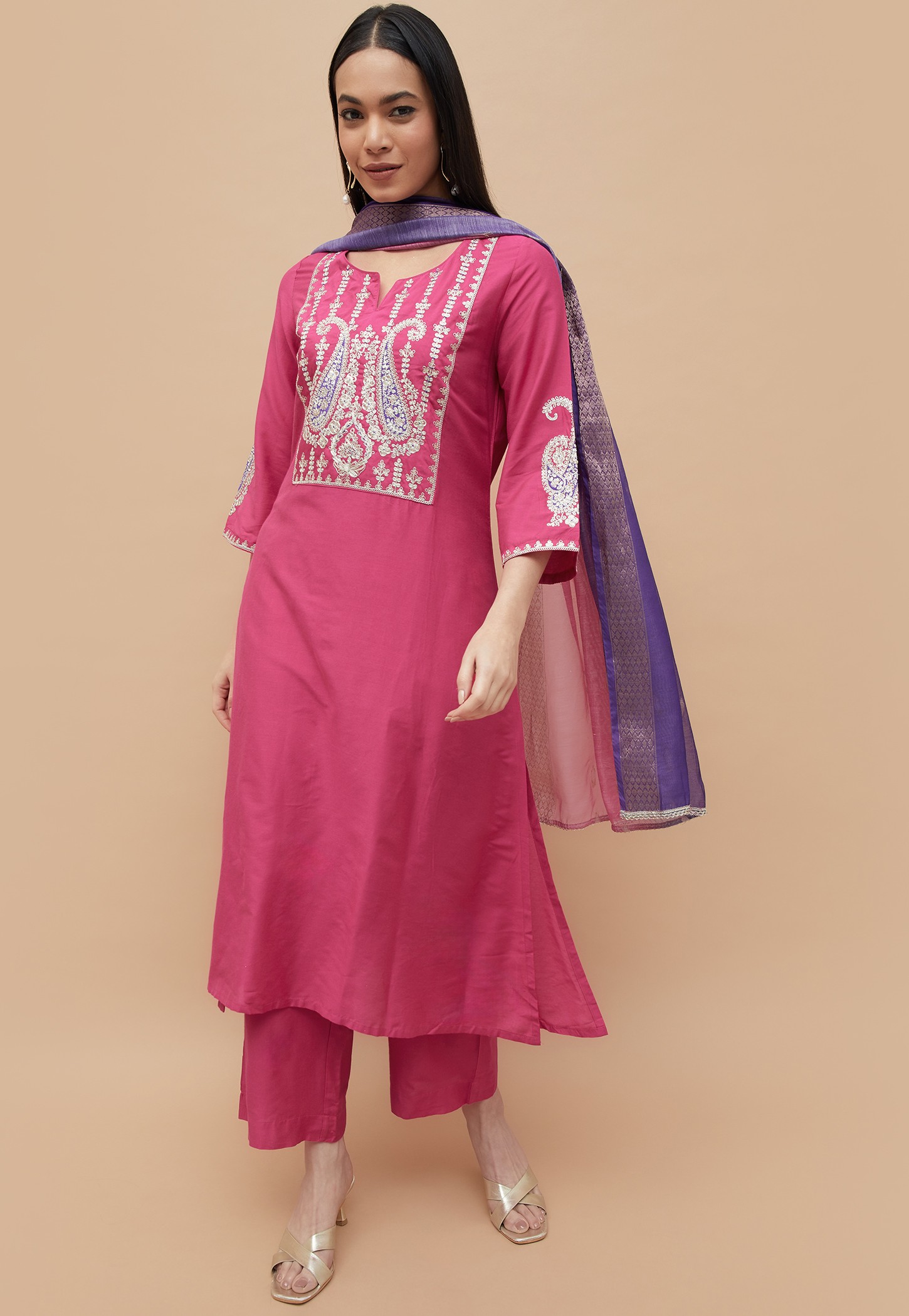 MELANGE Embroidered Straight Kurta Set-picture-25
