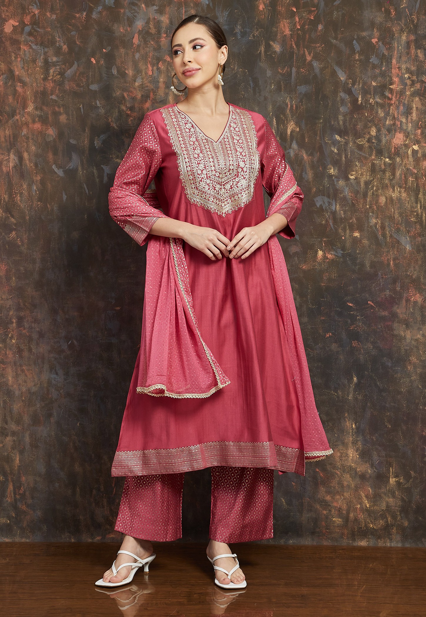 MELANGE Embroidered A-line Kurta Set-picture-40