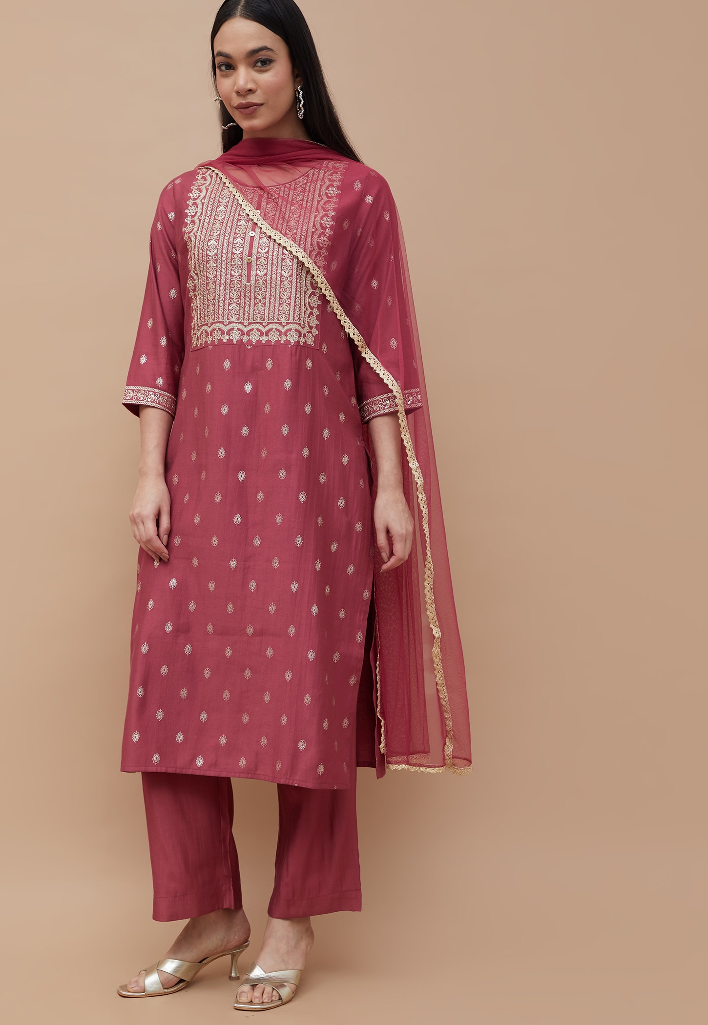 MELANGE Embroidered Straight Kurta Set-picture-54