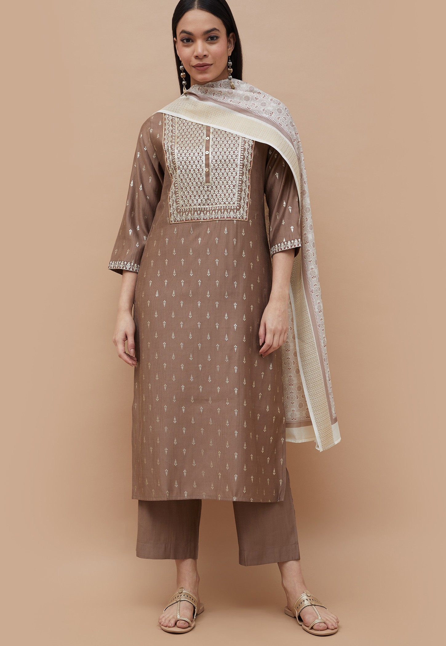 MELANGE Embroidered Straight Kurta Set-image-27