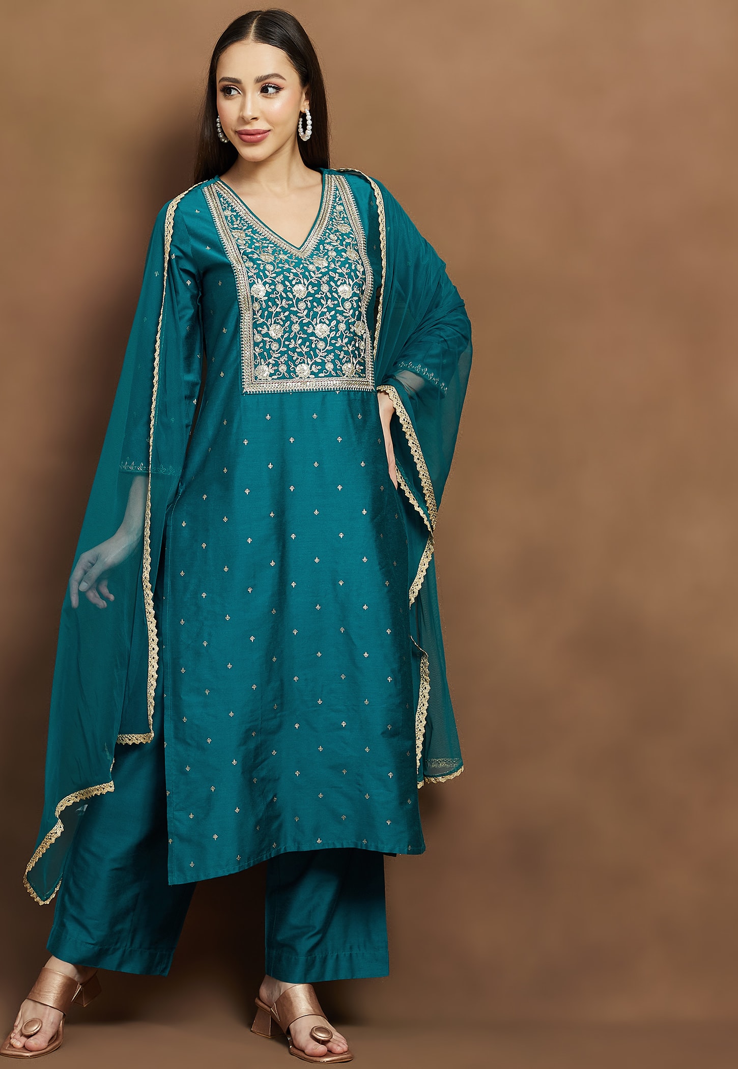 MELANGE Embroidered Straight Kurta Set-picture-19