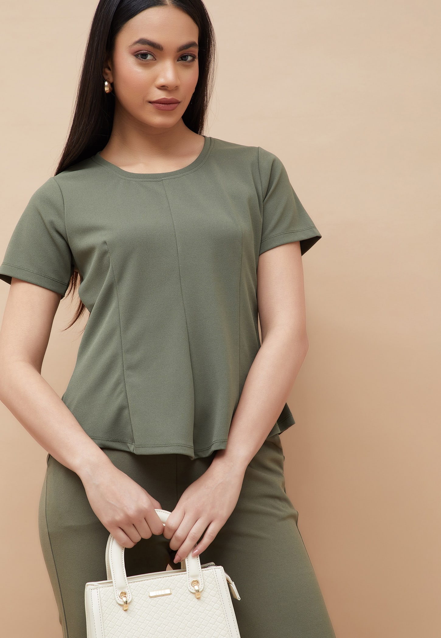 CODE CLASSIC Pleated Top with Flared Hem-picture-40