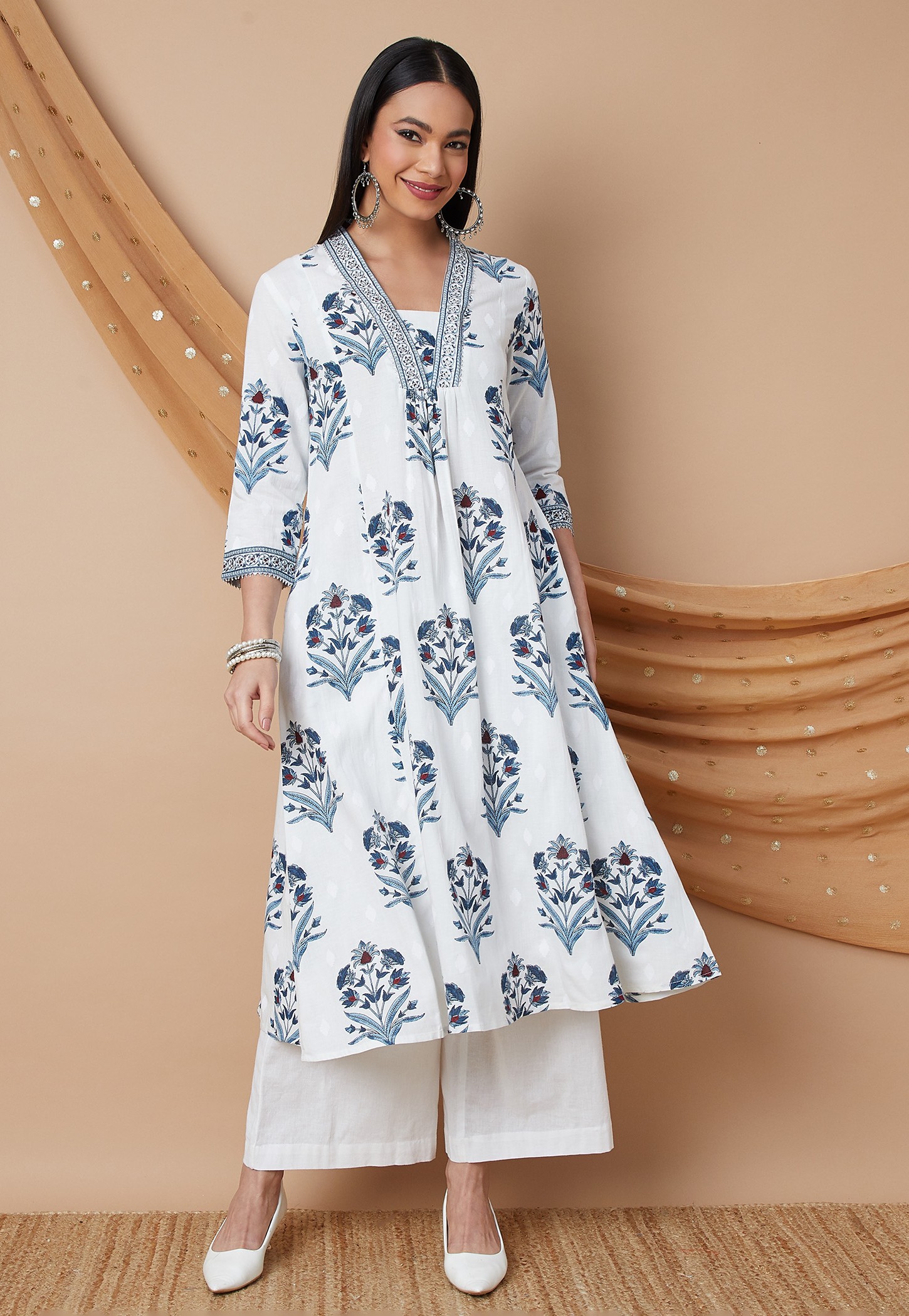 MELANGE Floral Print A-line Kurta-picture-29