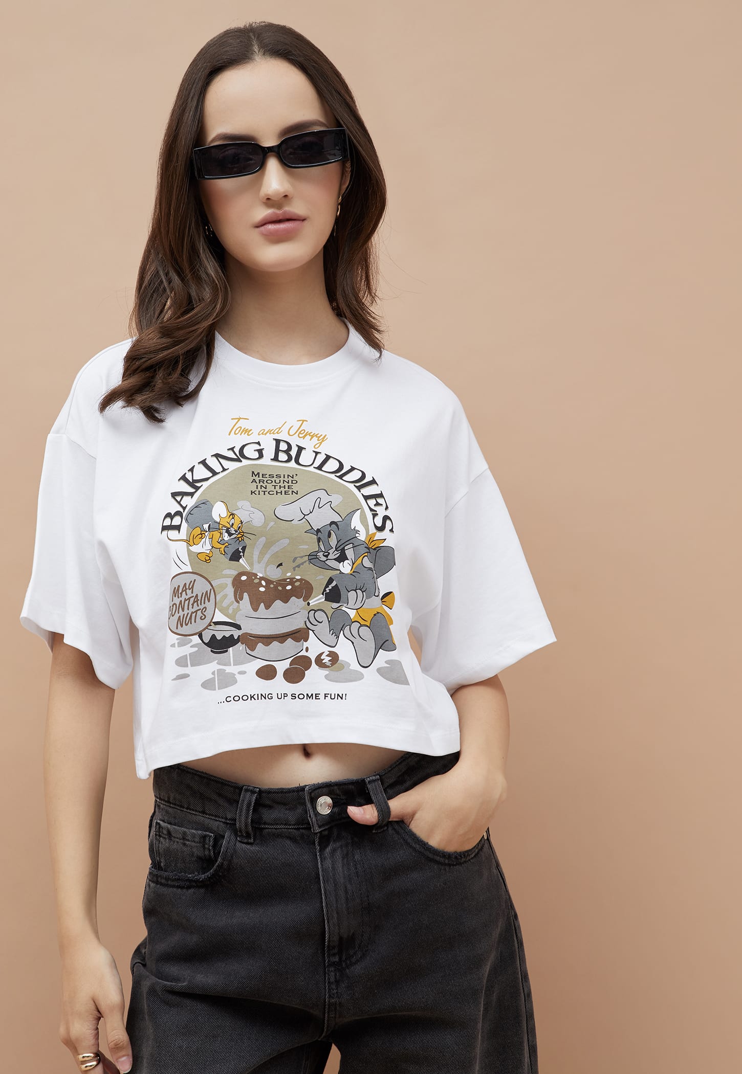 GINGER Tow & Jerry Print Crop T-shirt-picture-30