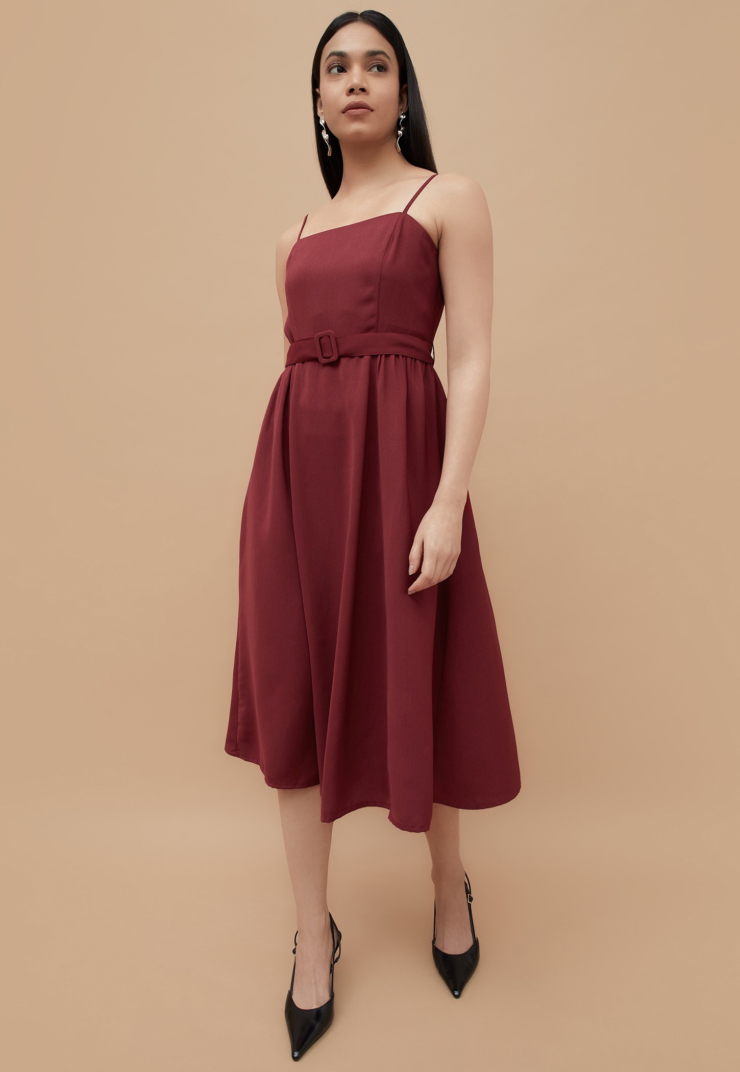 CODE Solid A-line Dress-image-6