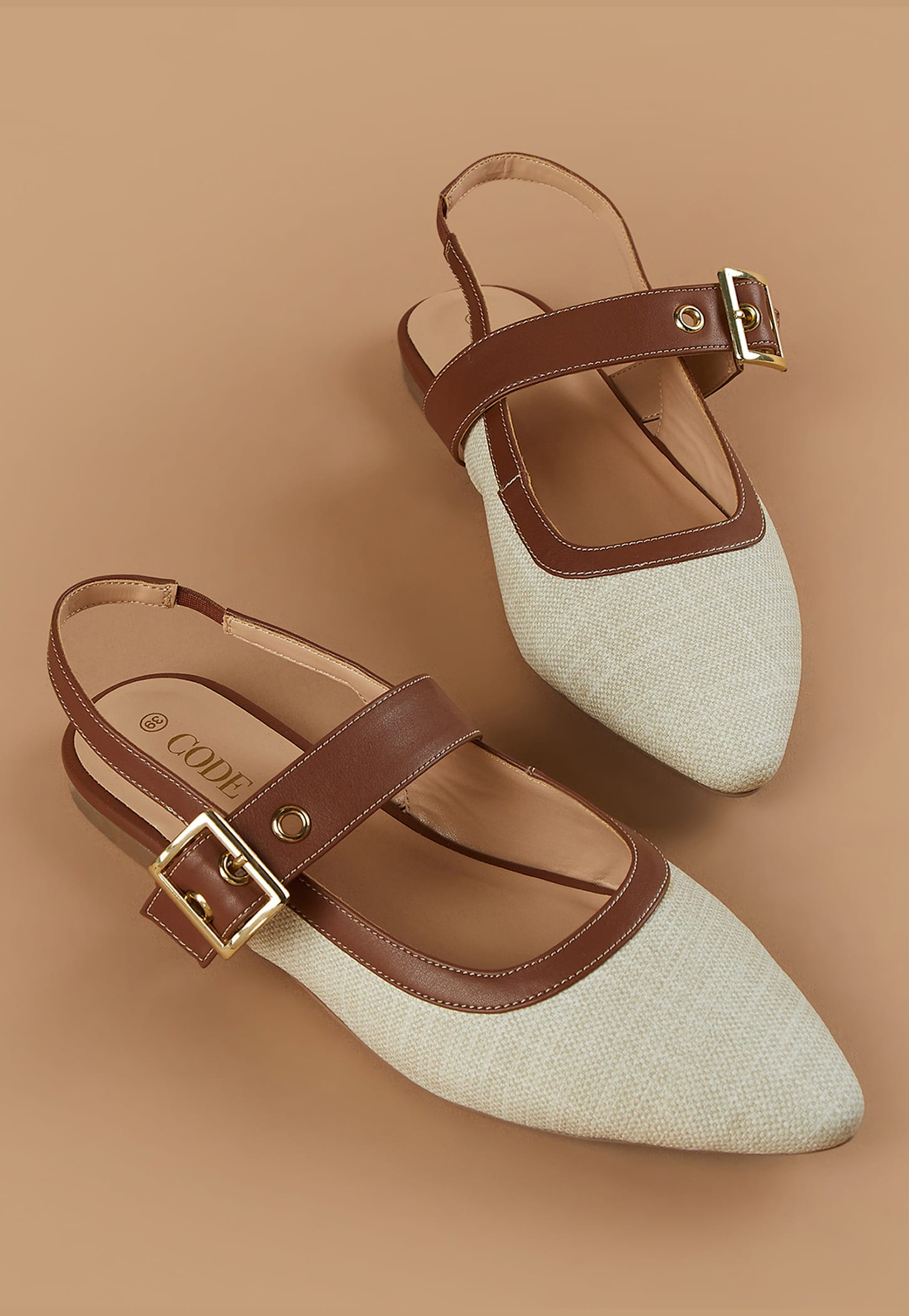 CODE Textured Sling Back Flats-picture-19