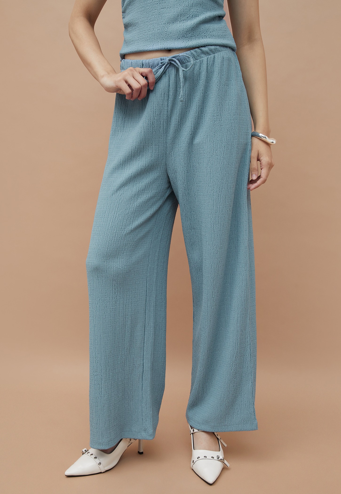 GINGER Textured Straight Fit Trousers