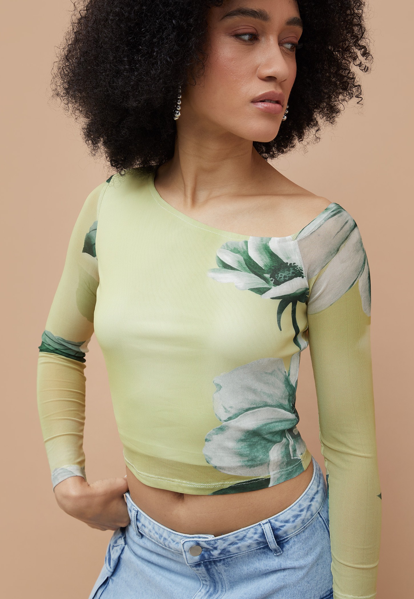 GINGER Floral Print Asymmetric Neck Top-picture-37