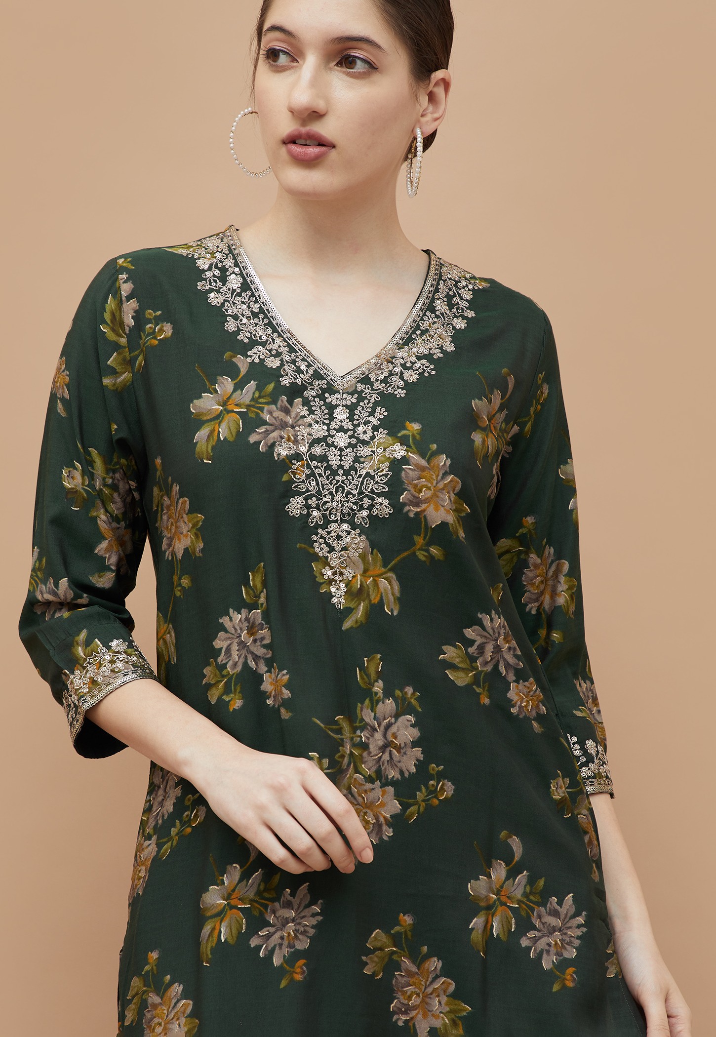 MELANGE Floral Print Straight Kurta-picture-42