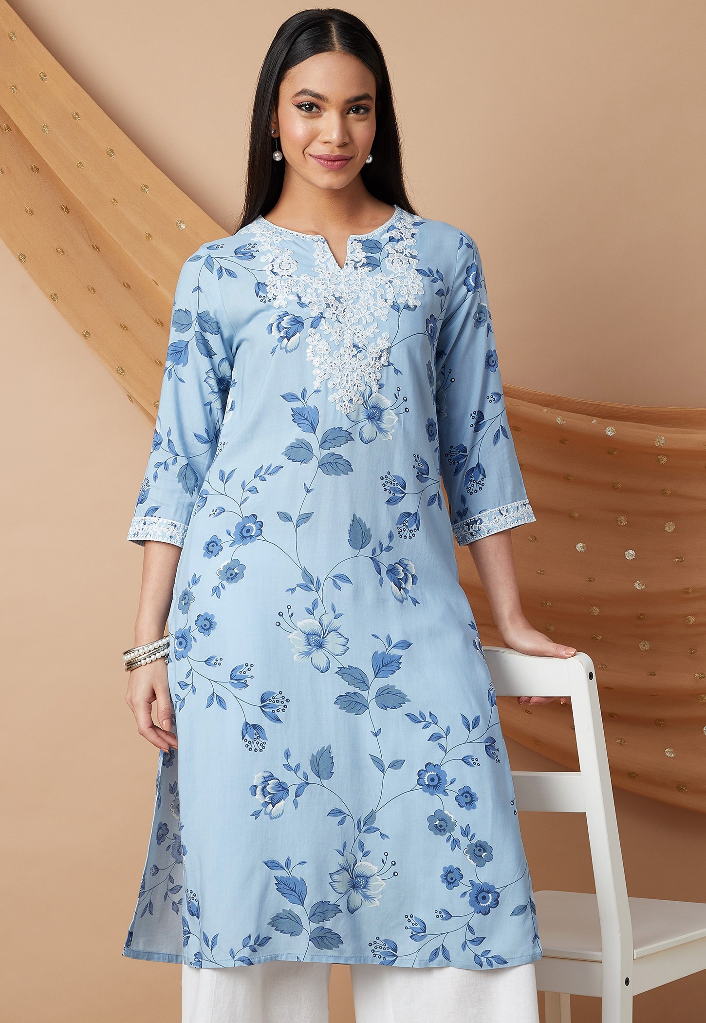MELANGE Floral Print Straight Kurta-picture-47