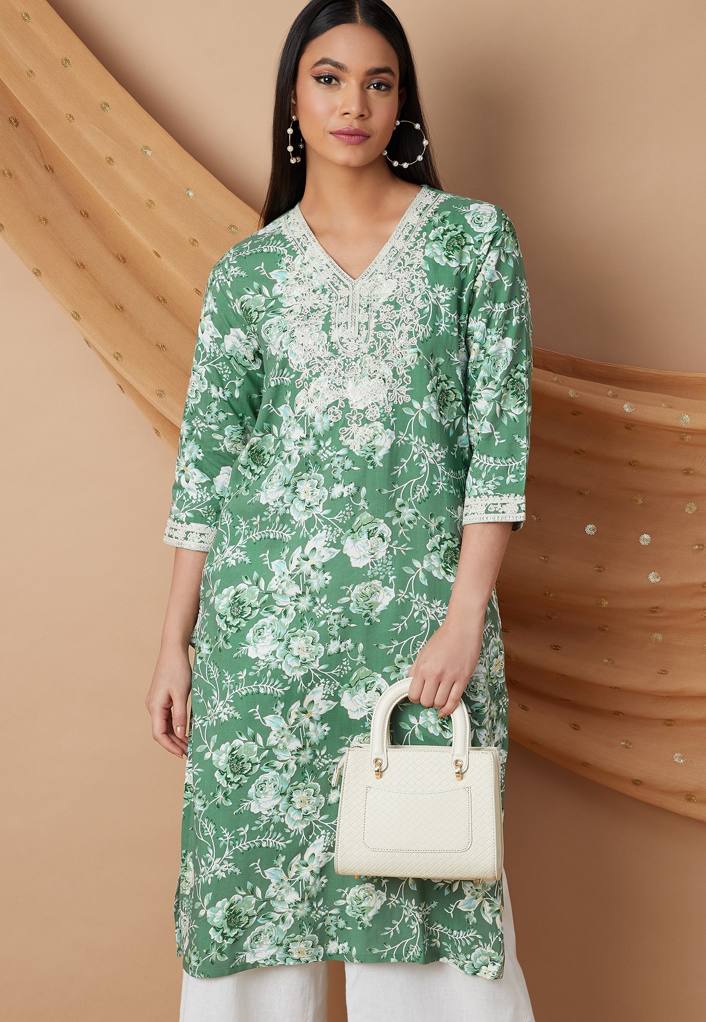 MELANGE Floral Print Straight Kurta-picture-51