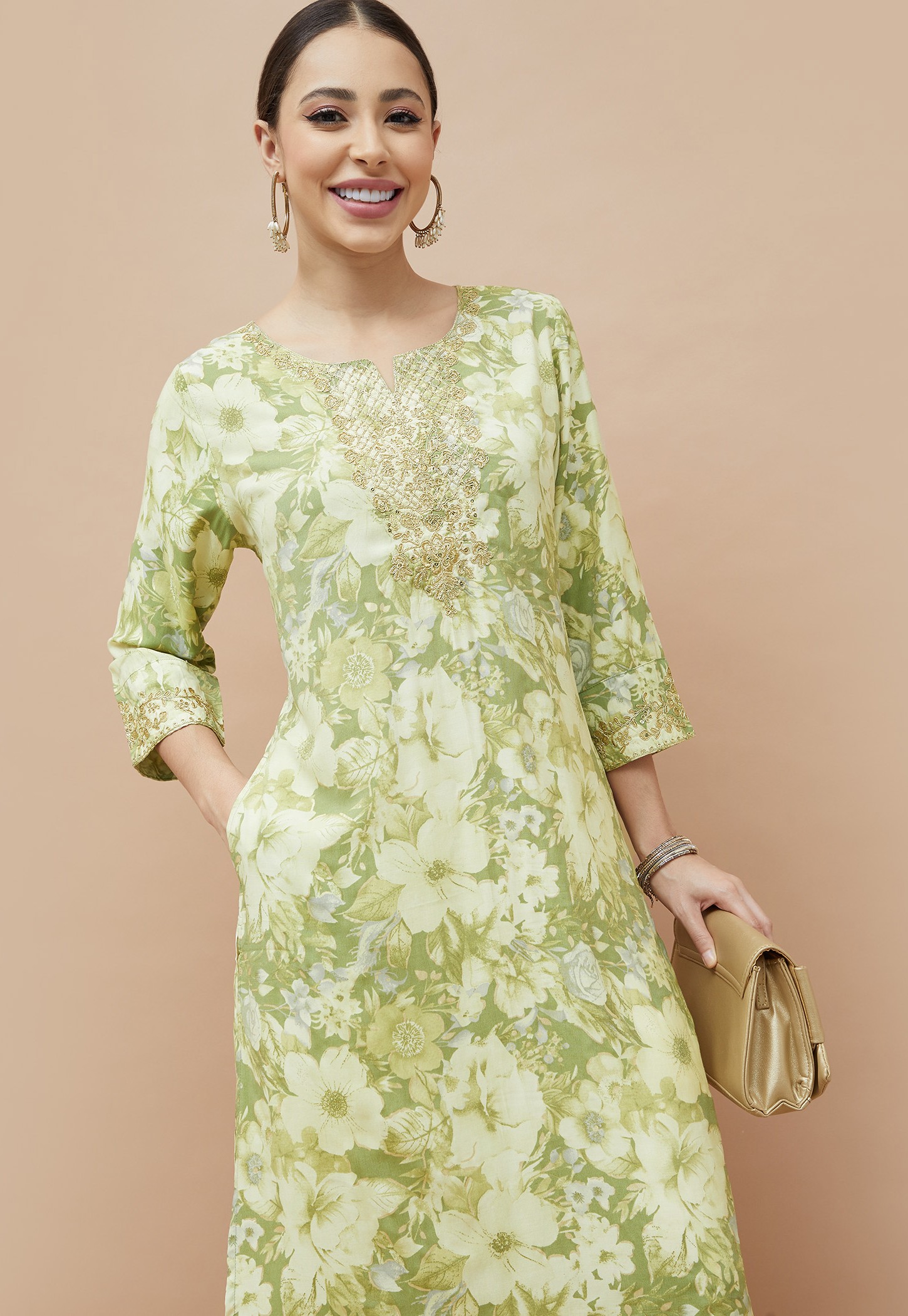 MELANGE Floral Print A-line Kurta-picture-21
