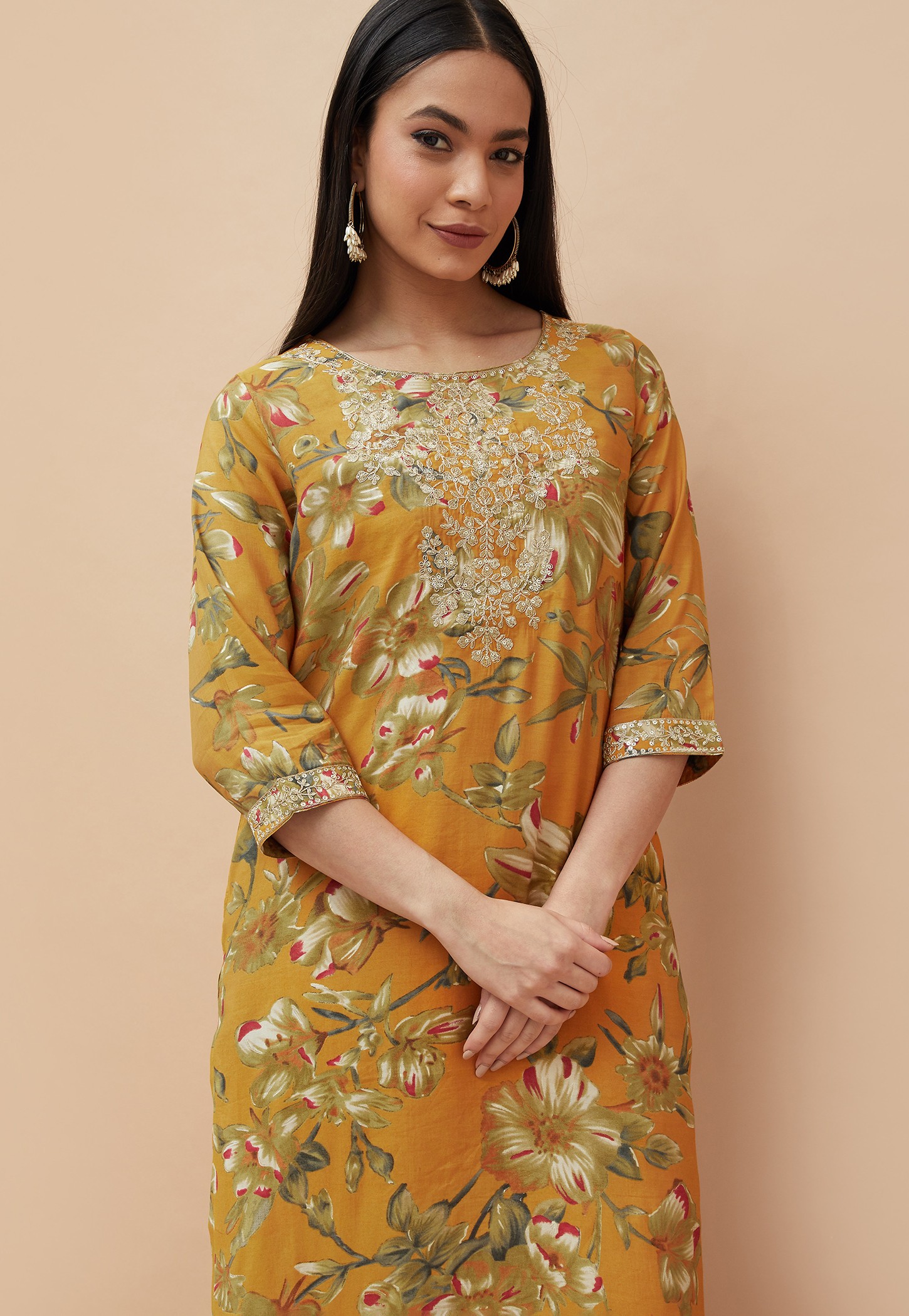 MELANGE Floral Print Straight Kurta-picture-44