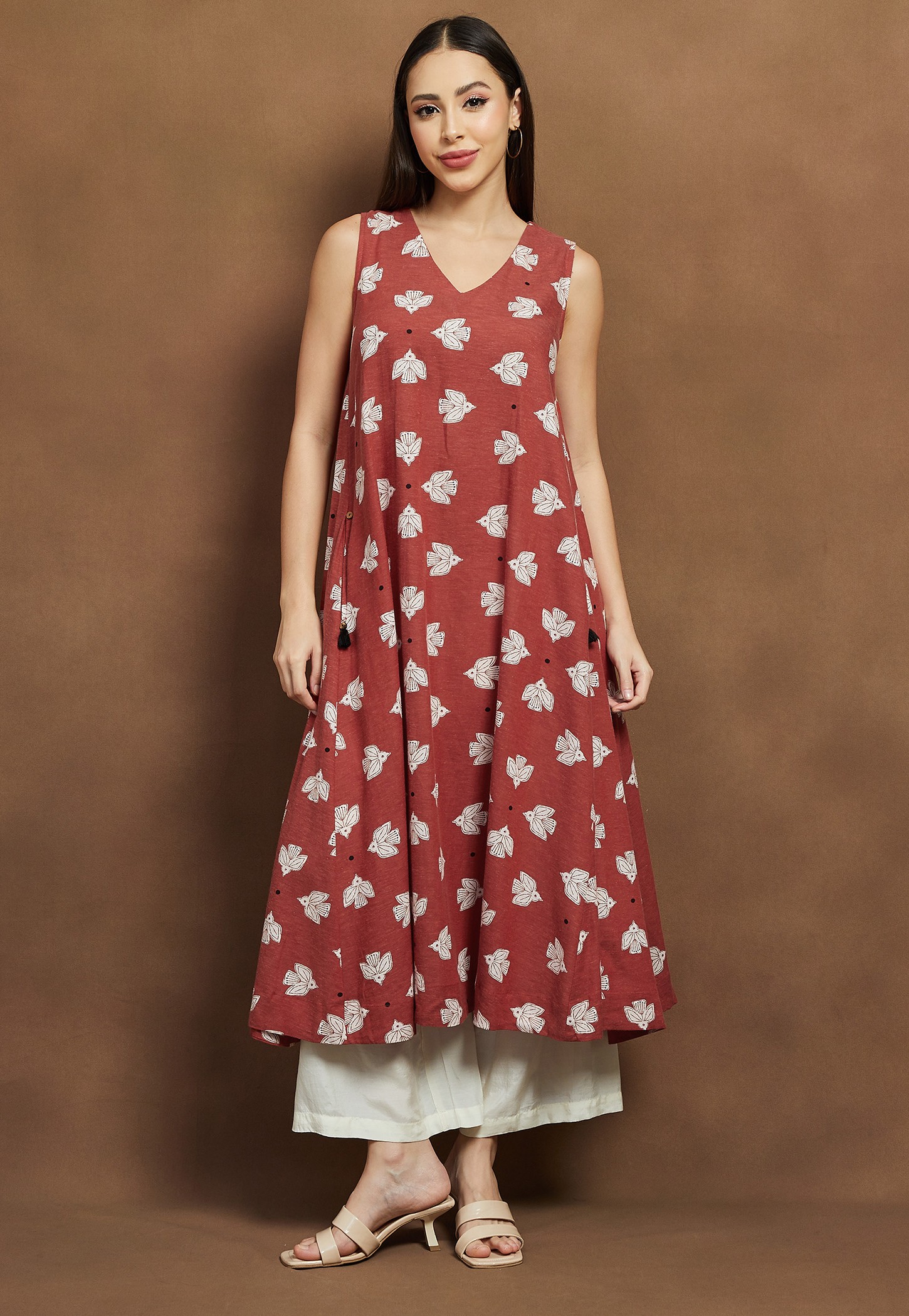 MELANGE Printed A-line Kurta-image-4