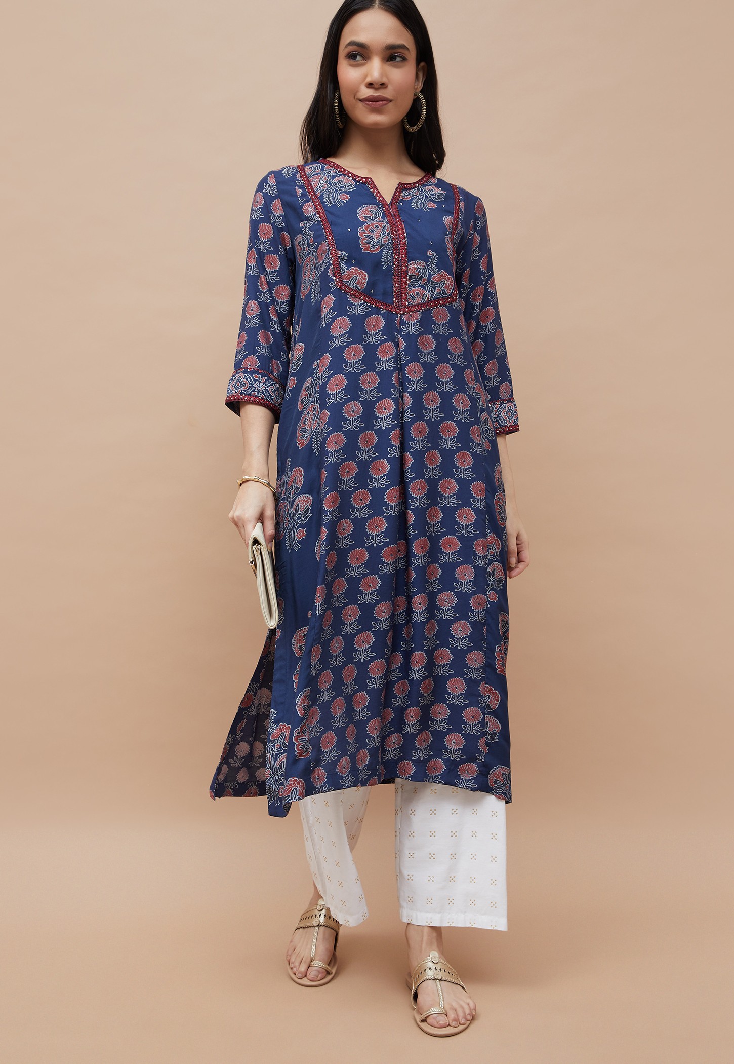 MELANGE Floral Print Straight Kurta-picture-35