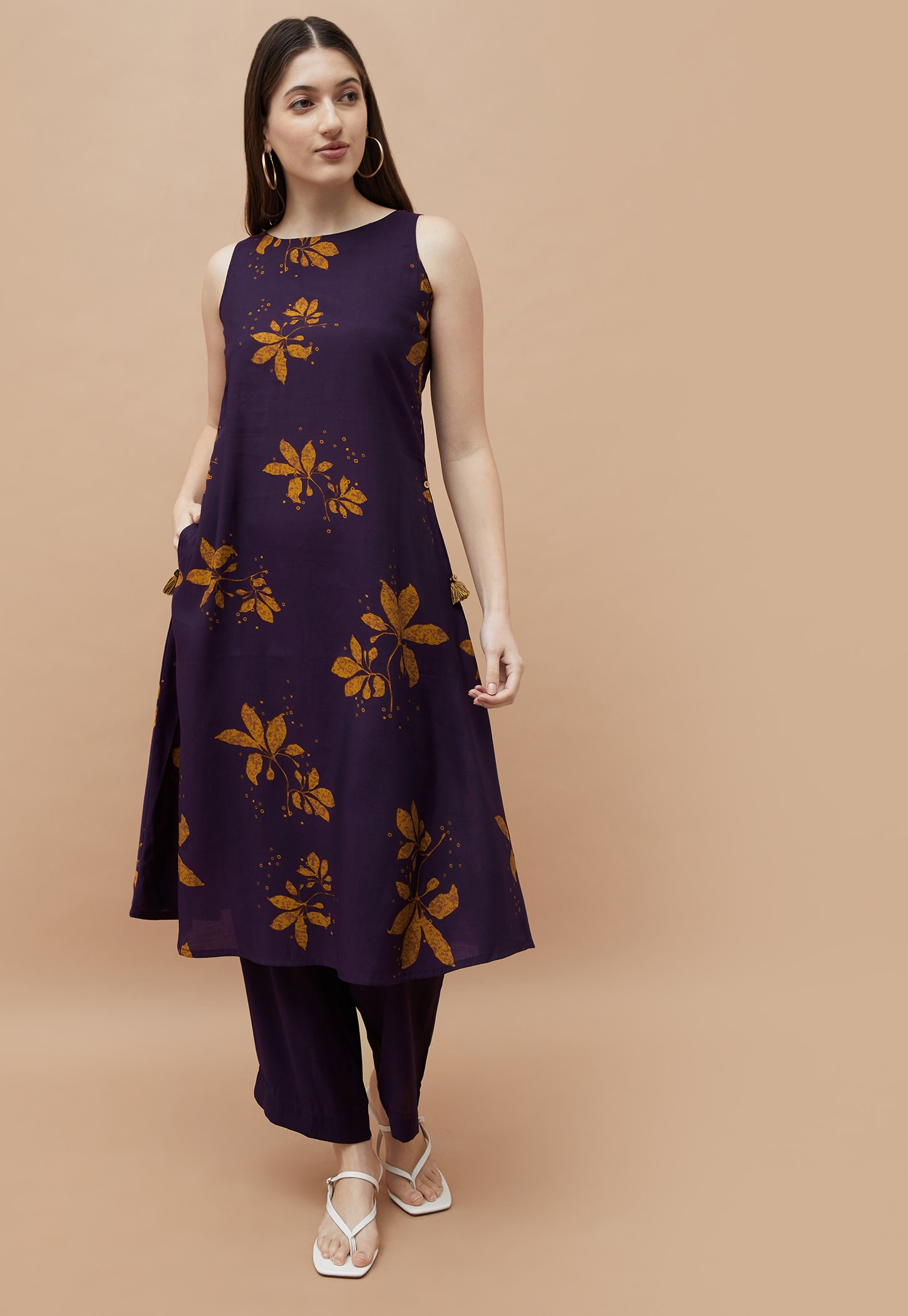 MELANGE Printed A-line Kurta Set-image-25