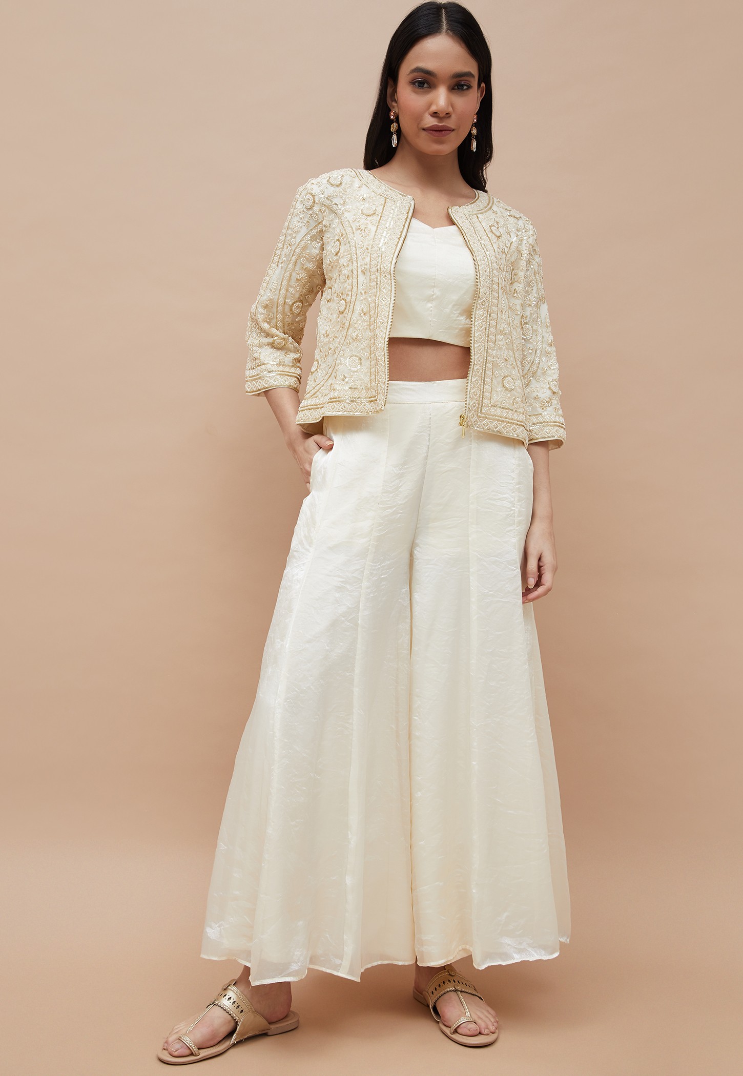 MELANGE Embroidered Co-Ord Set with Jacket-picture-17