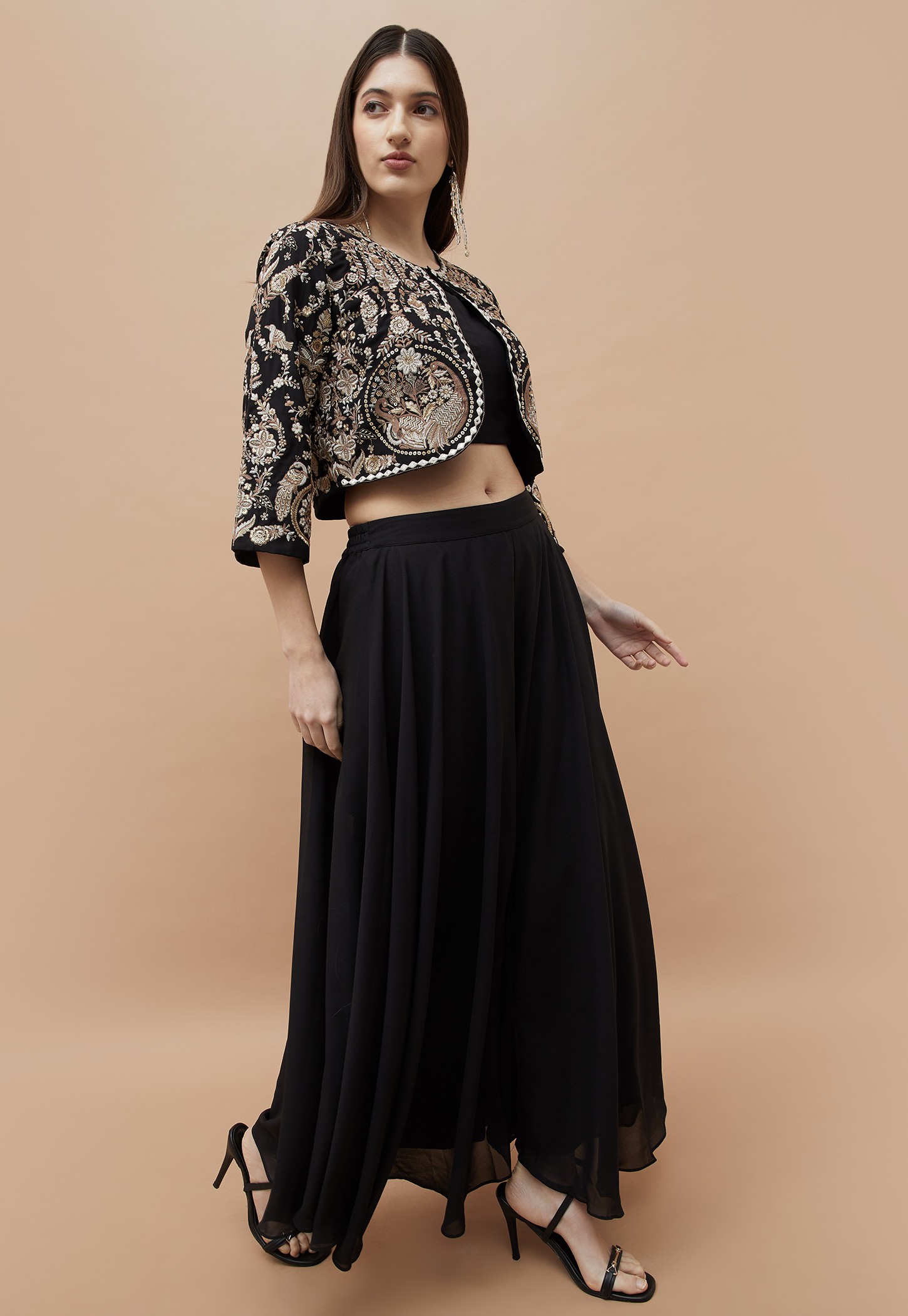 MELANGE Palazzo Set with Embroidered Jacket-picture-15