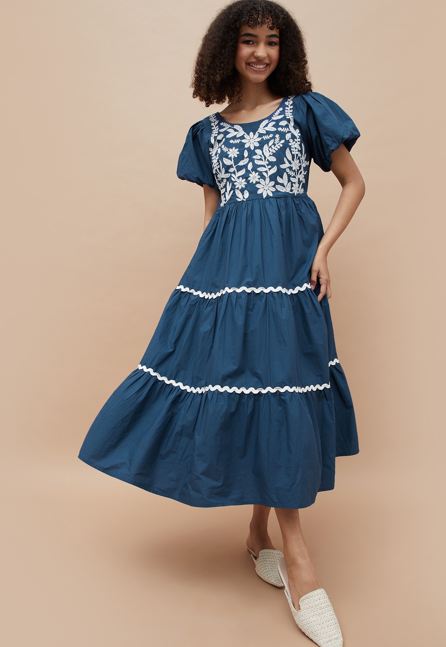 COLOUR ME Embroidered Tiered Dress-picture-10