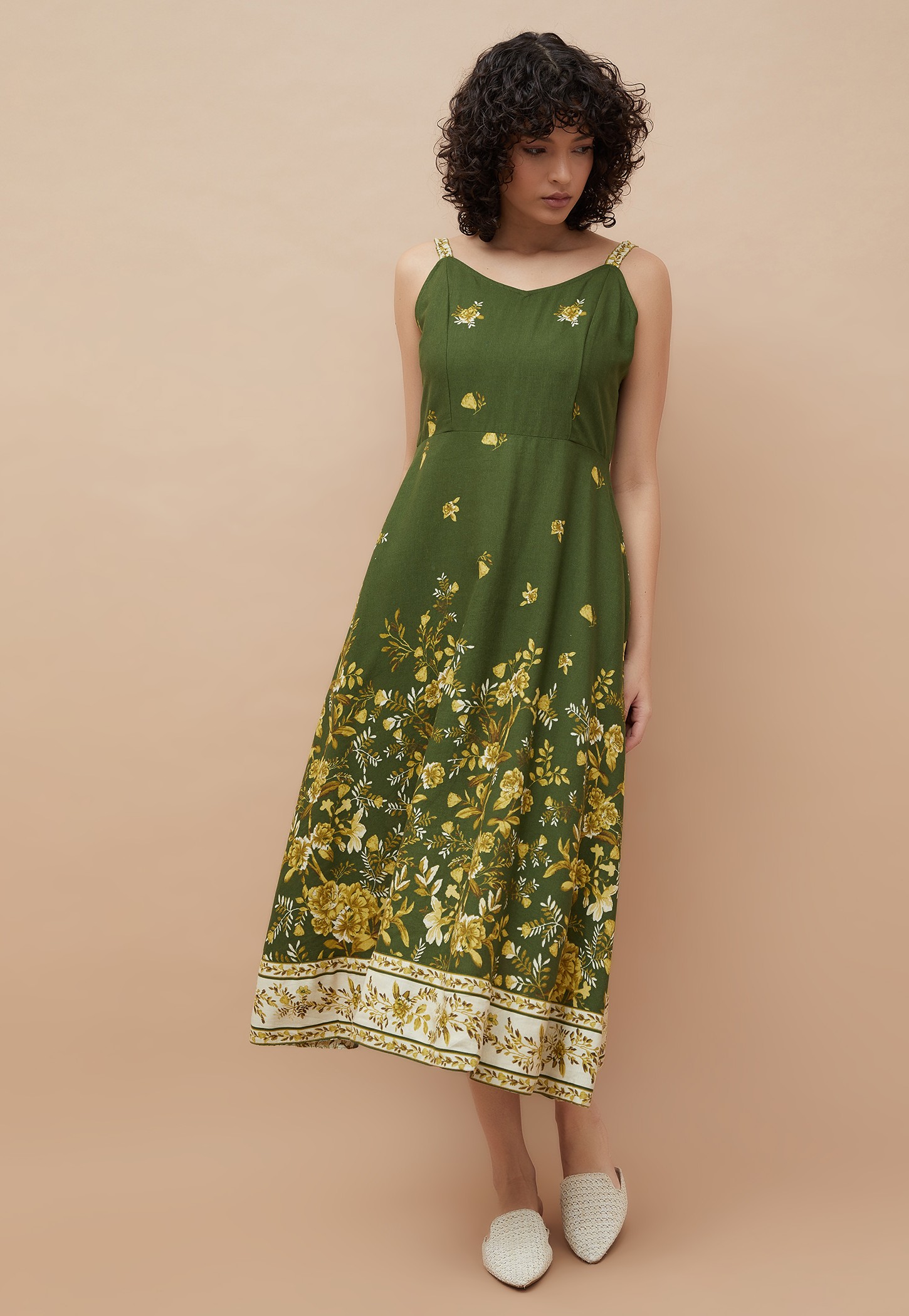 COLOUR ME Floral Print A-line Midi Dress-picture-35