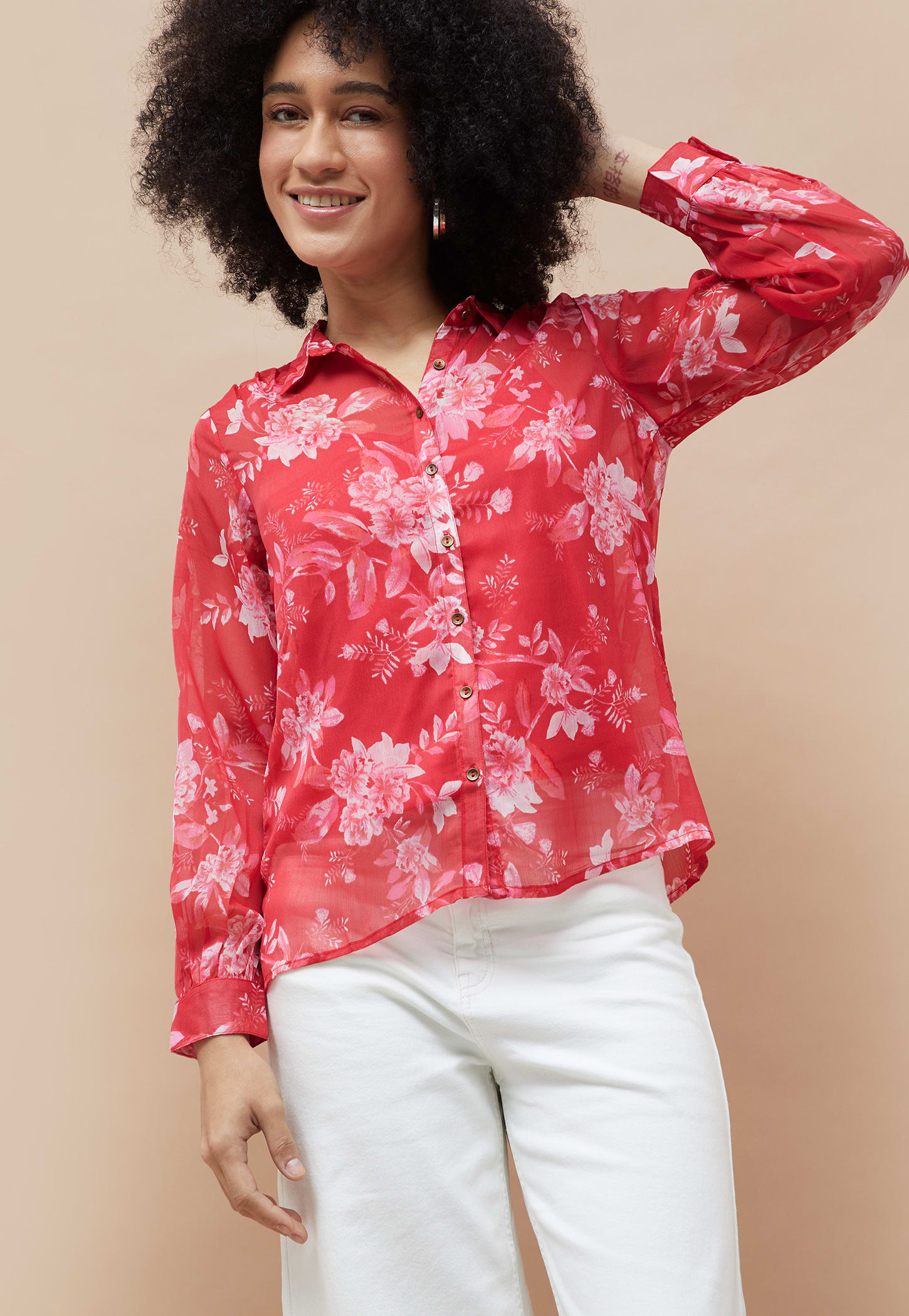 COLOUR ME Floral Print Shirt with Camisole-picture-33