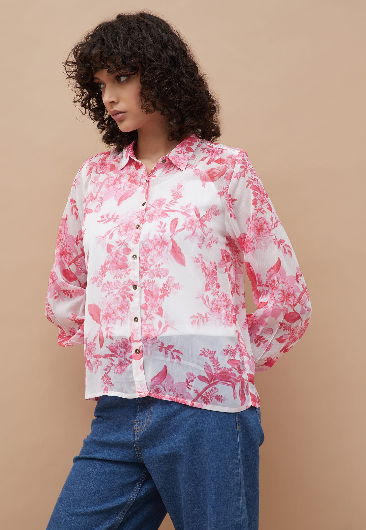COLOUR ME Floral Print Shirt with Camisole-picture-38