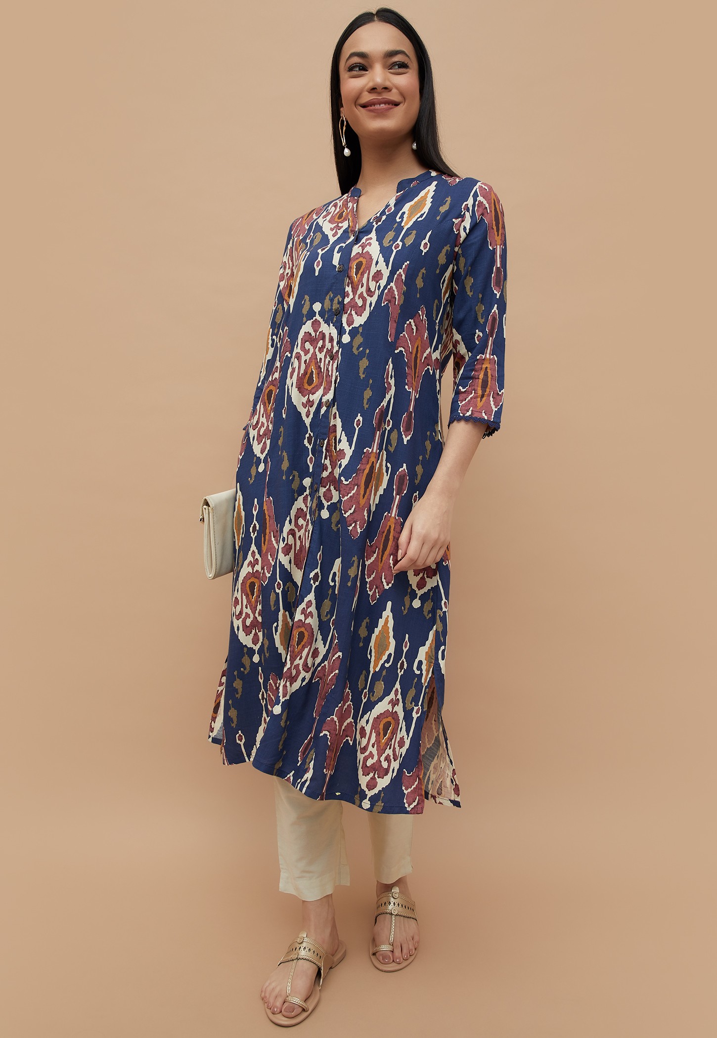 MELANGE Ikat Print Straight Kurta-picture-22